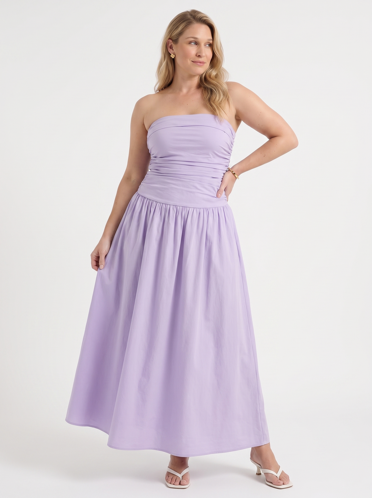 Glenna Strapless Ruched Bandeau Maxi Dress