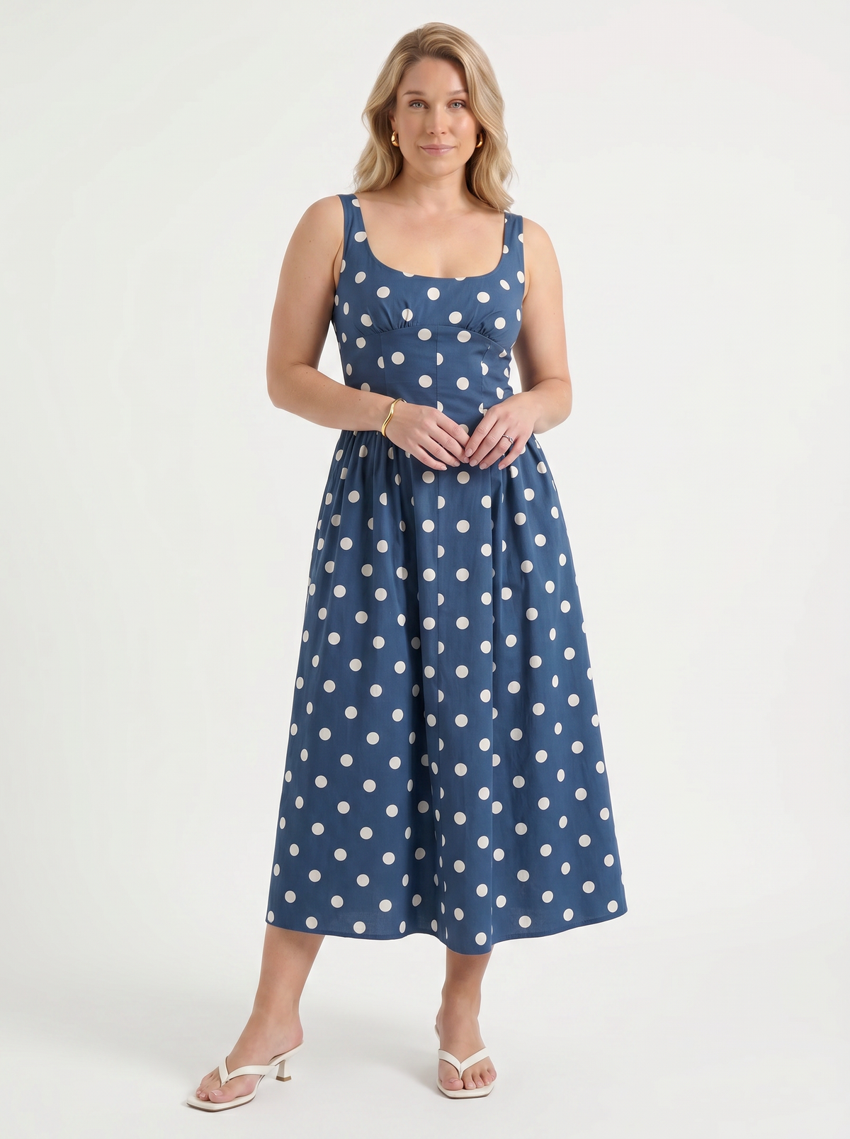 Delilah Floral Square Neck Cotton Midi Dress