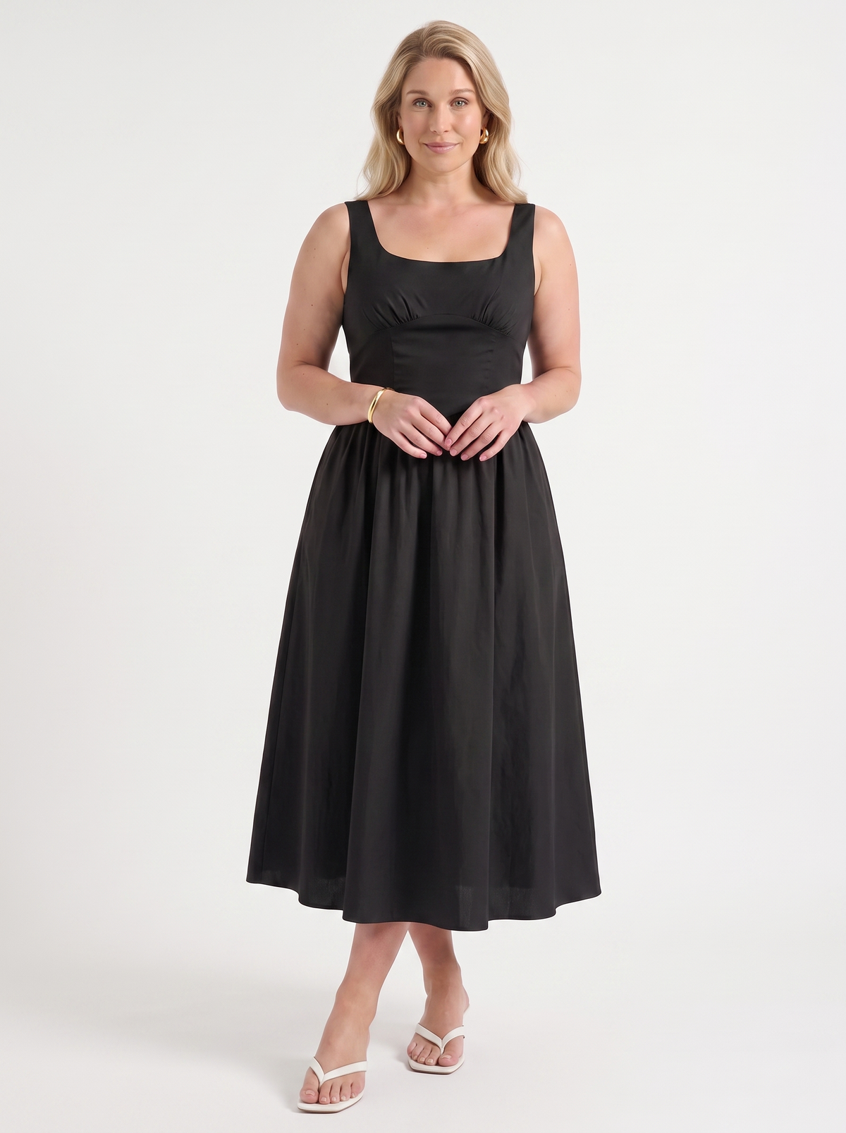 Delilah Floral Square Neck Cotton Midi Dress