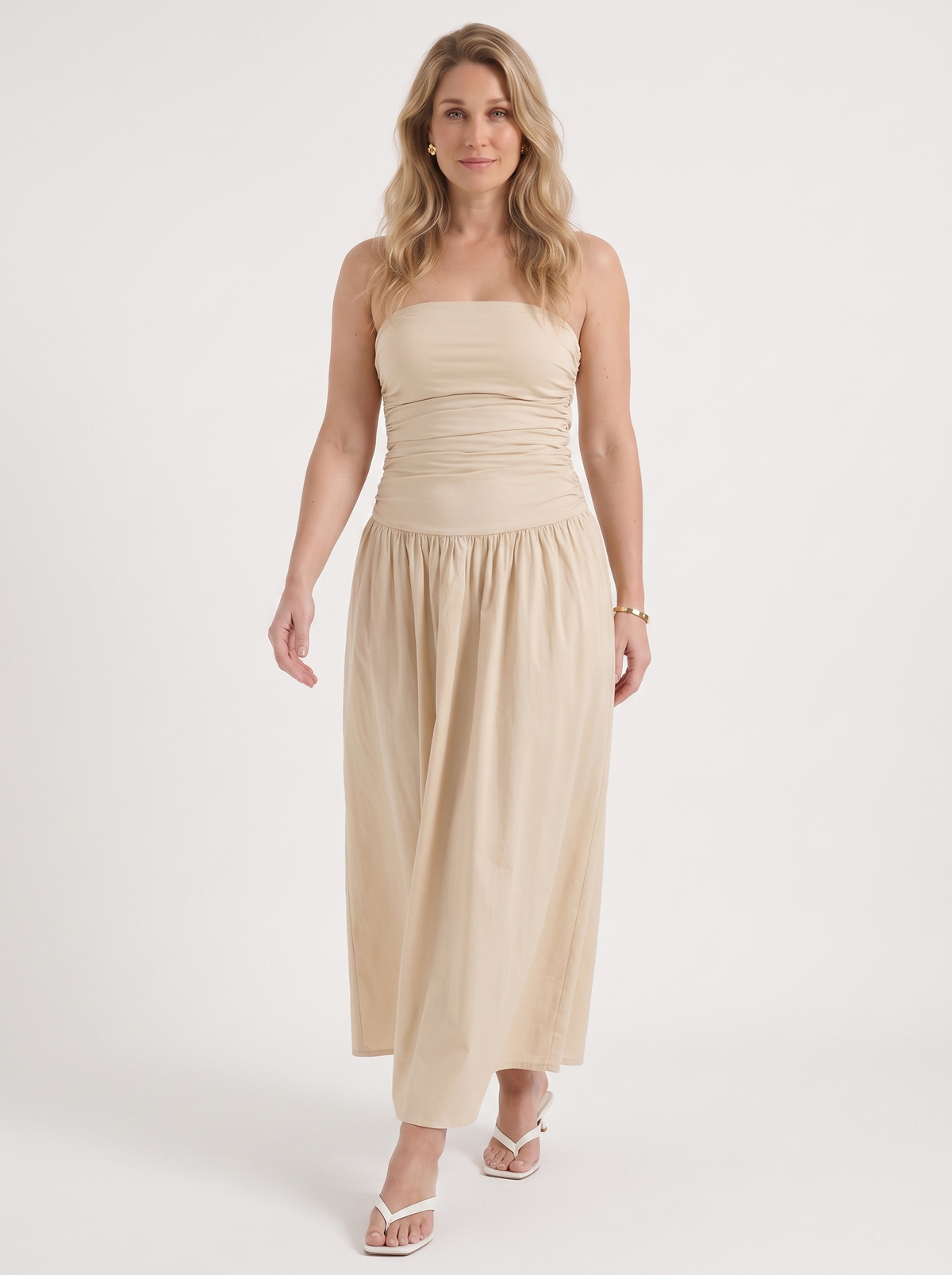 Glenna Strapless Ruched Bandeau Maxi Dress