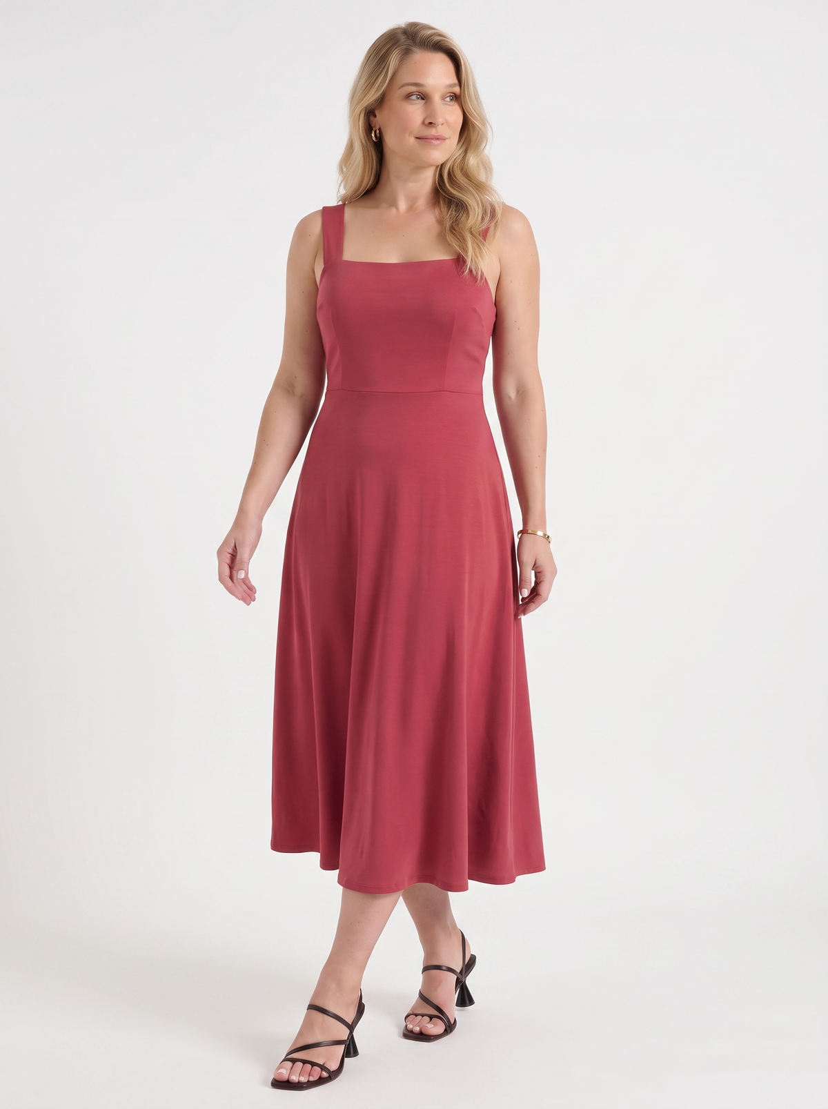 Chloe Square Neck A Line Midi Dress