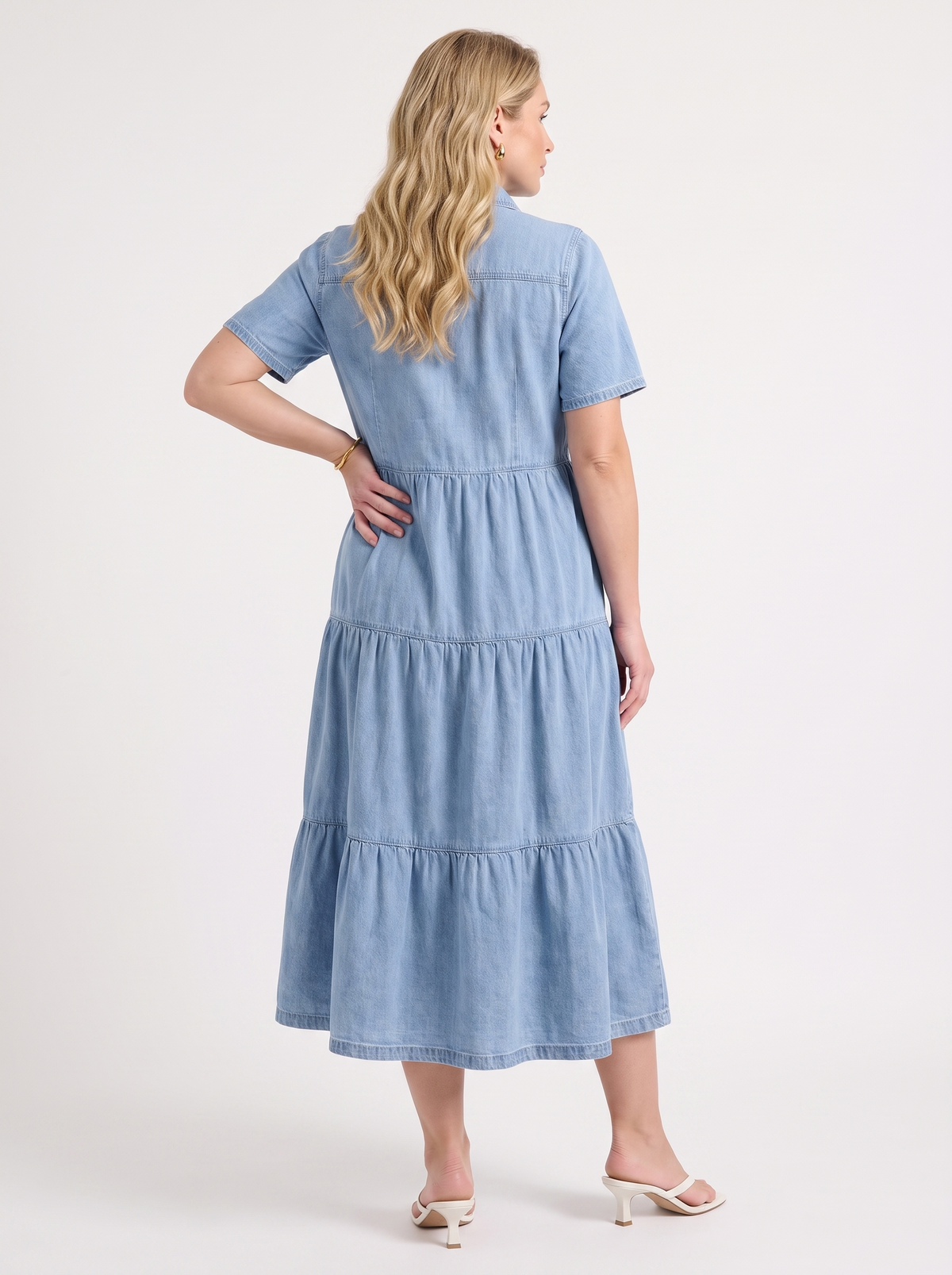 Kesia Tiered Midi Shirt Dress