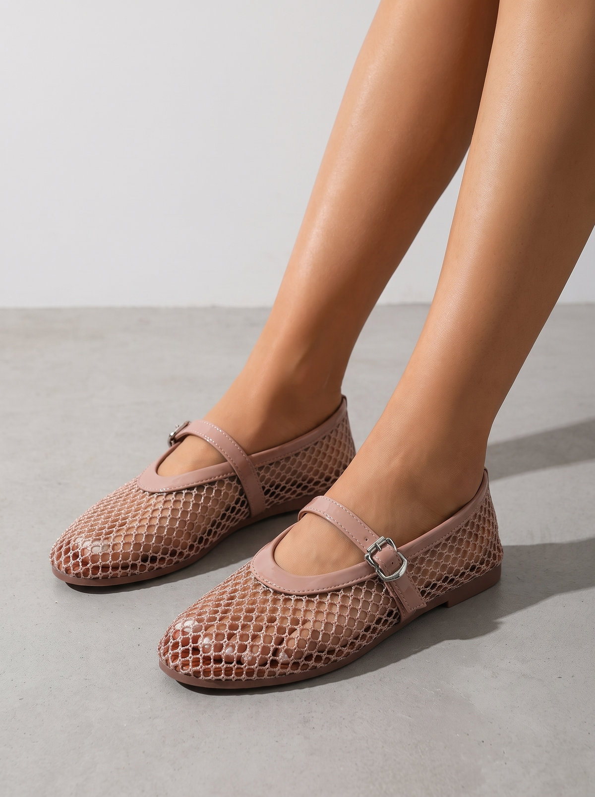 Ginger Mesh Strap Ballet Flats