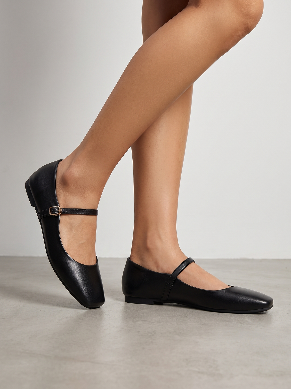 Lois Square Toe Mary Jane Flats