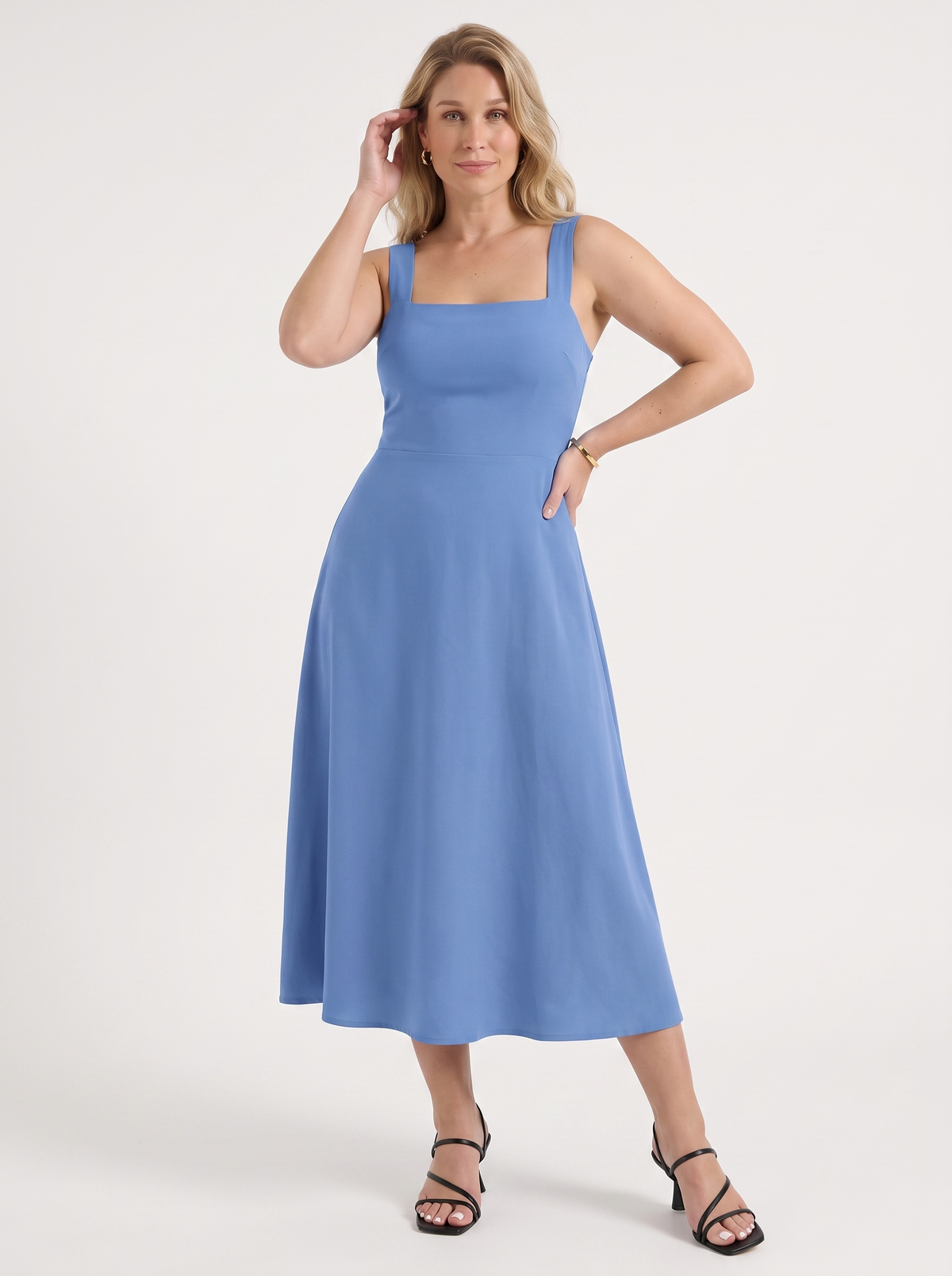 Chloe Square Neck A Line Midi Dress