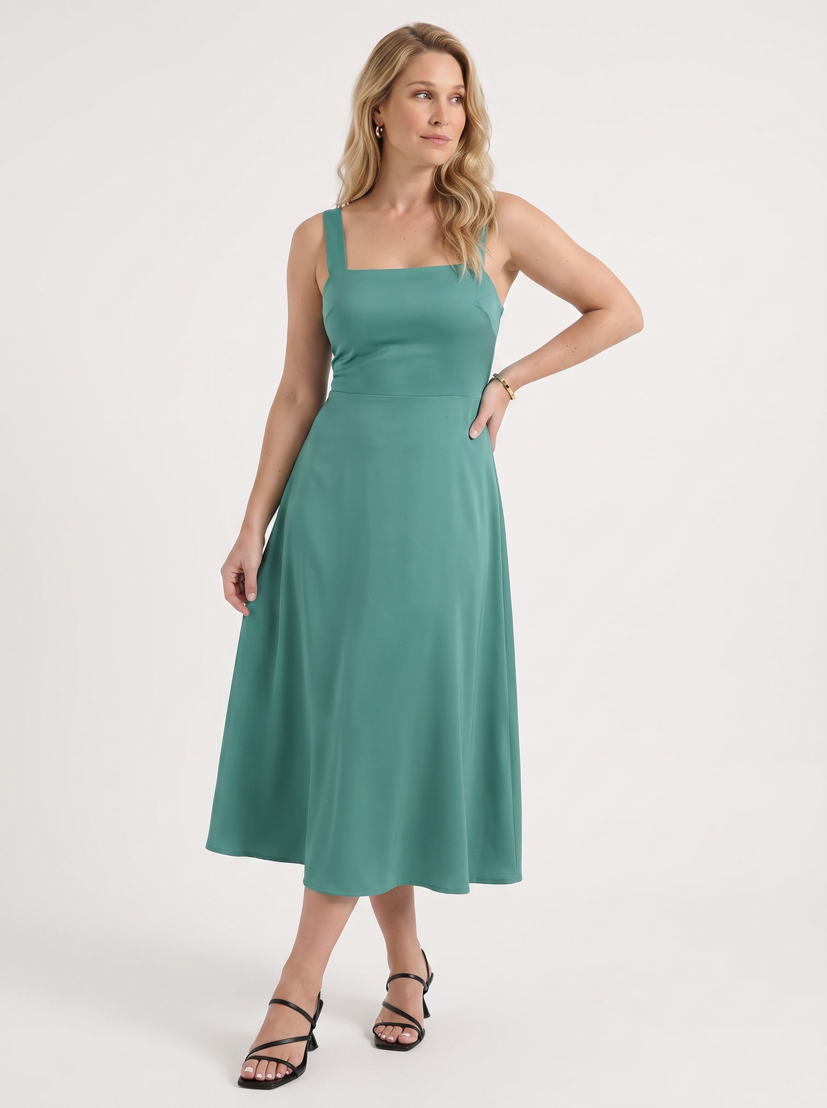 Chloe Square Neck A Line Midi Dress