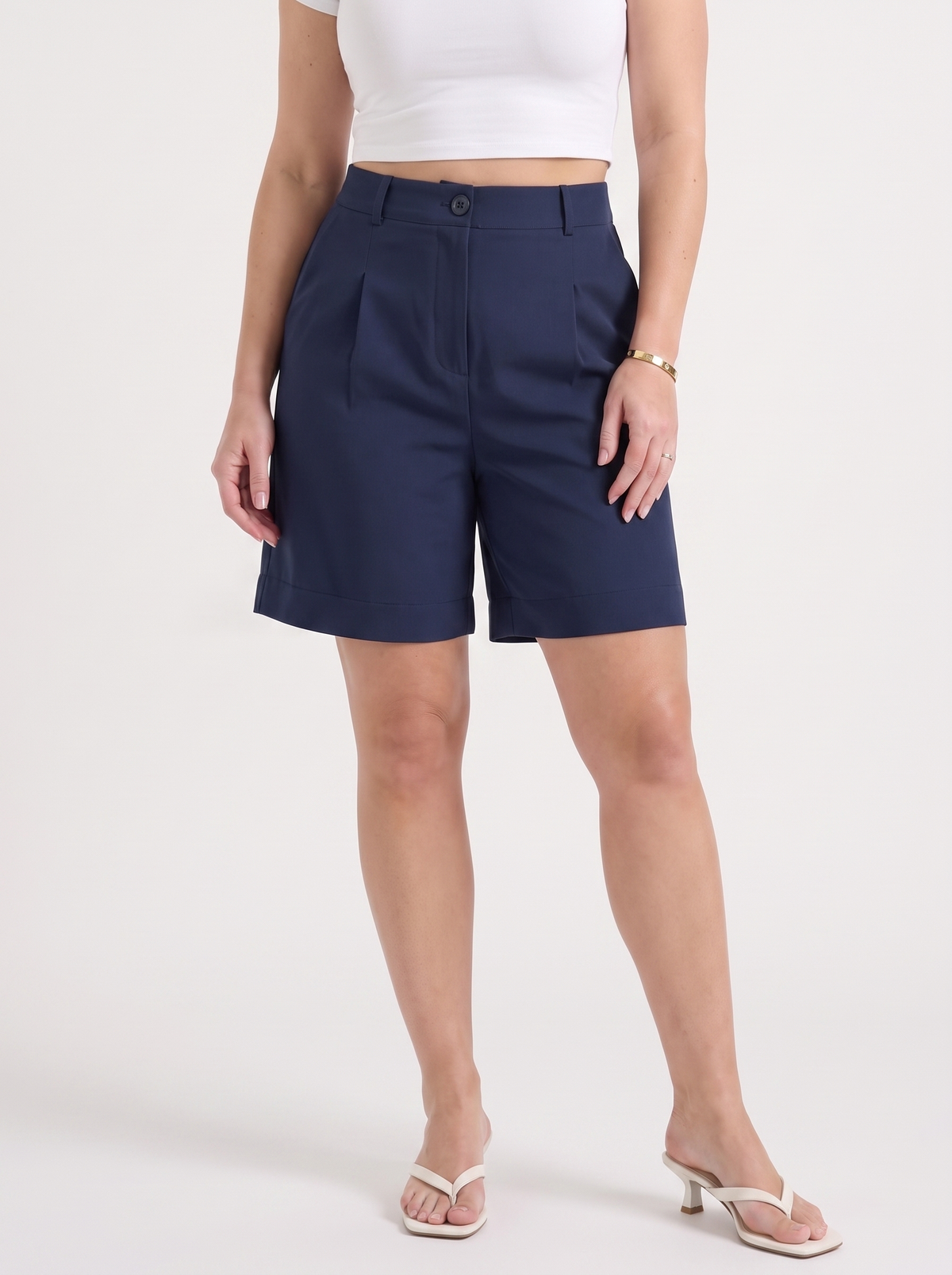 Anais Pleated Belted Bermuda Shorts