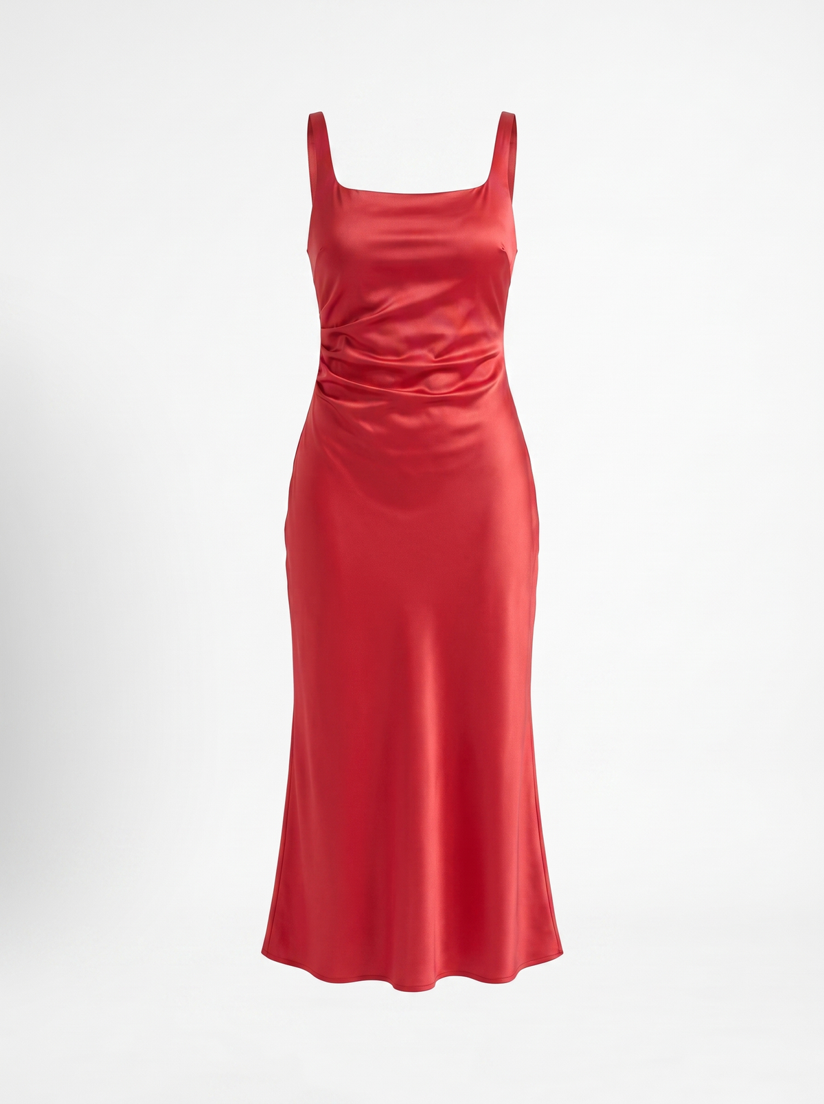 Lucia Satin Ruched Cocktail Midi Dress