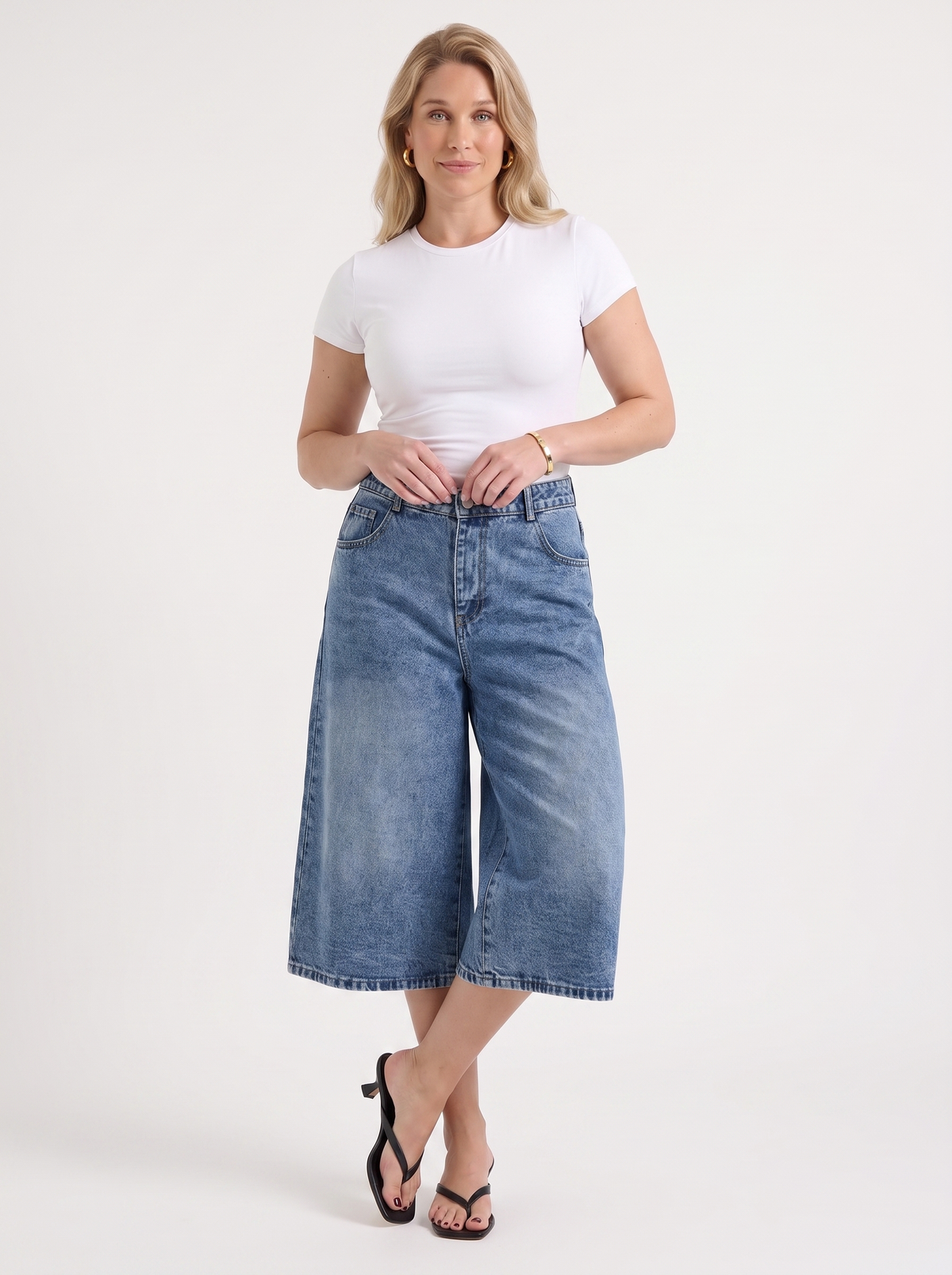Franny High Waisted Denim Culottes