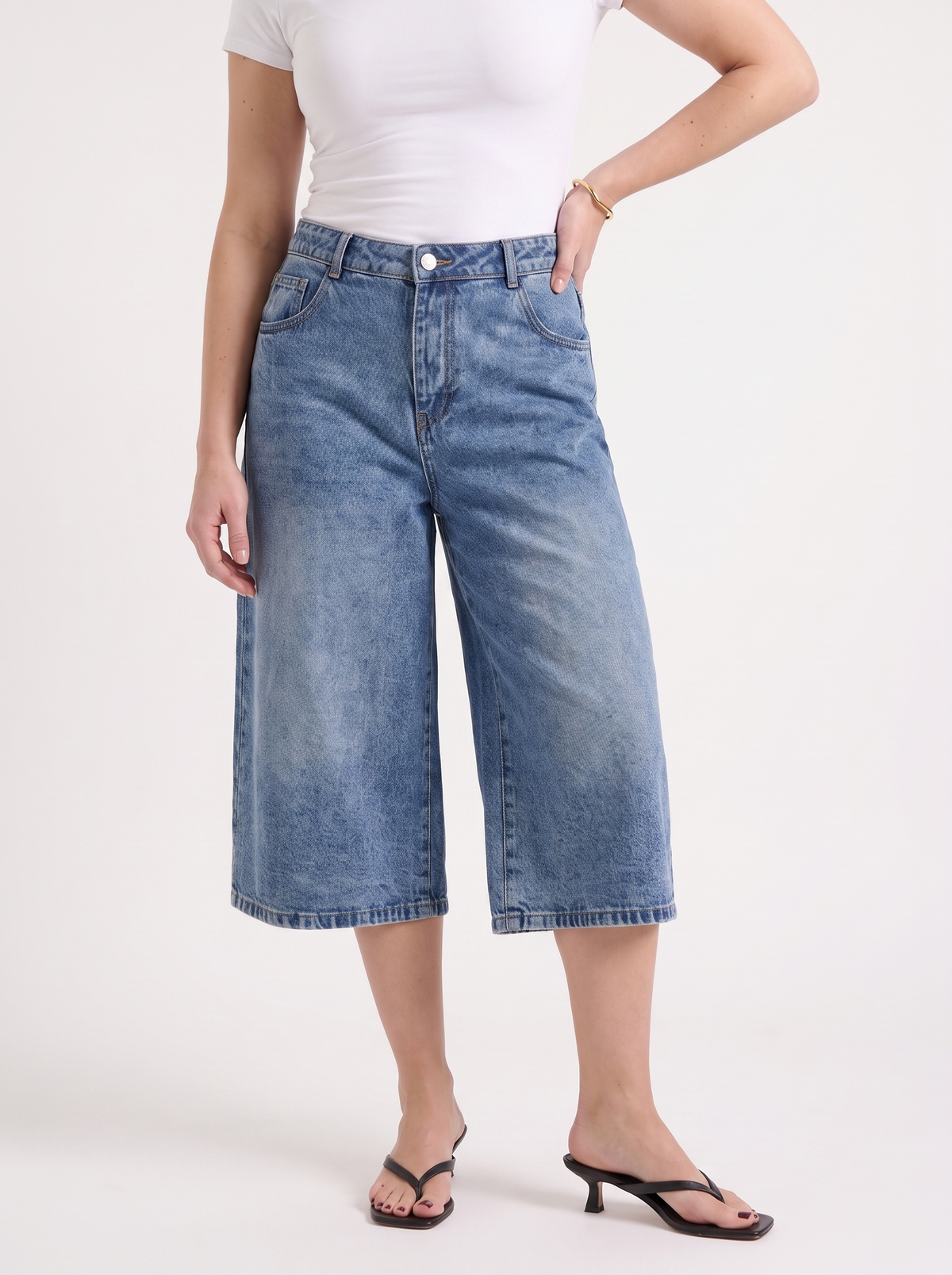 Franny High Waisted Denim Culottes