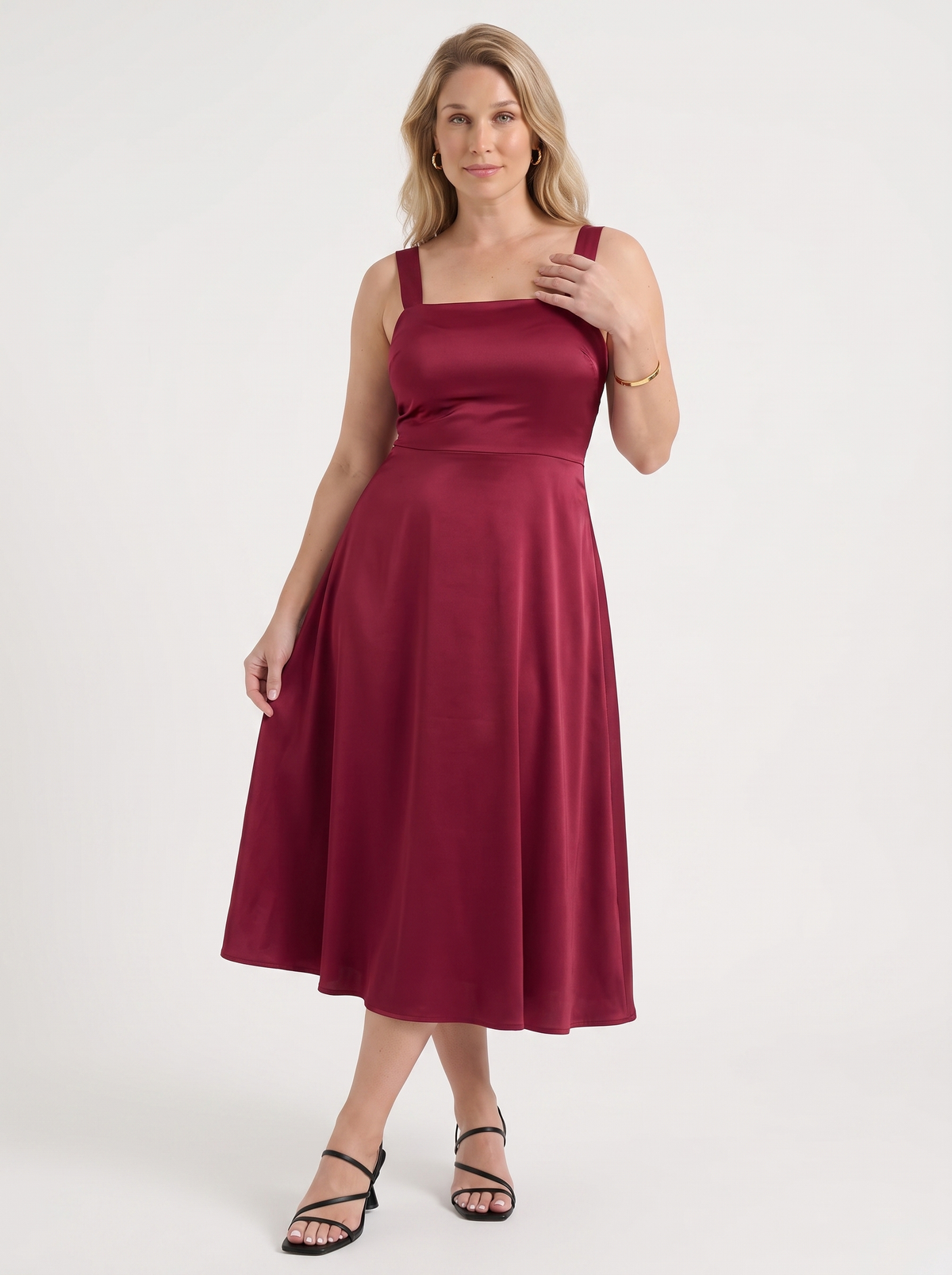 Chloe Square Neck A Line Midi Dress