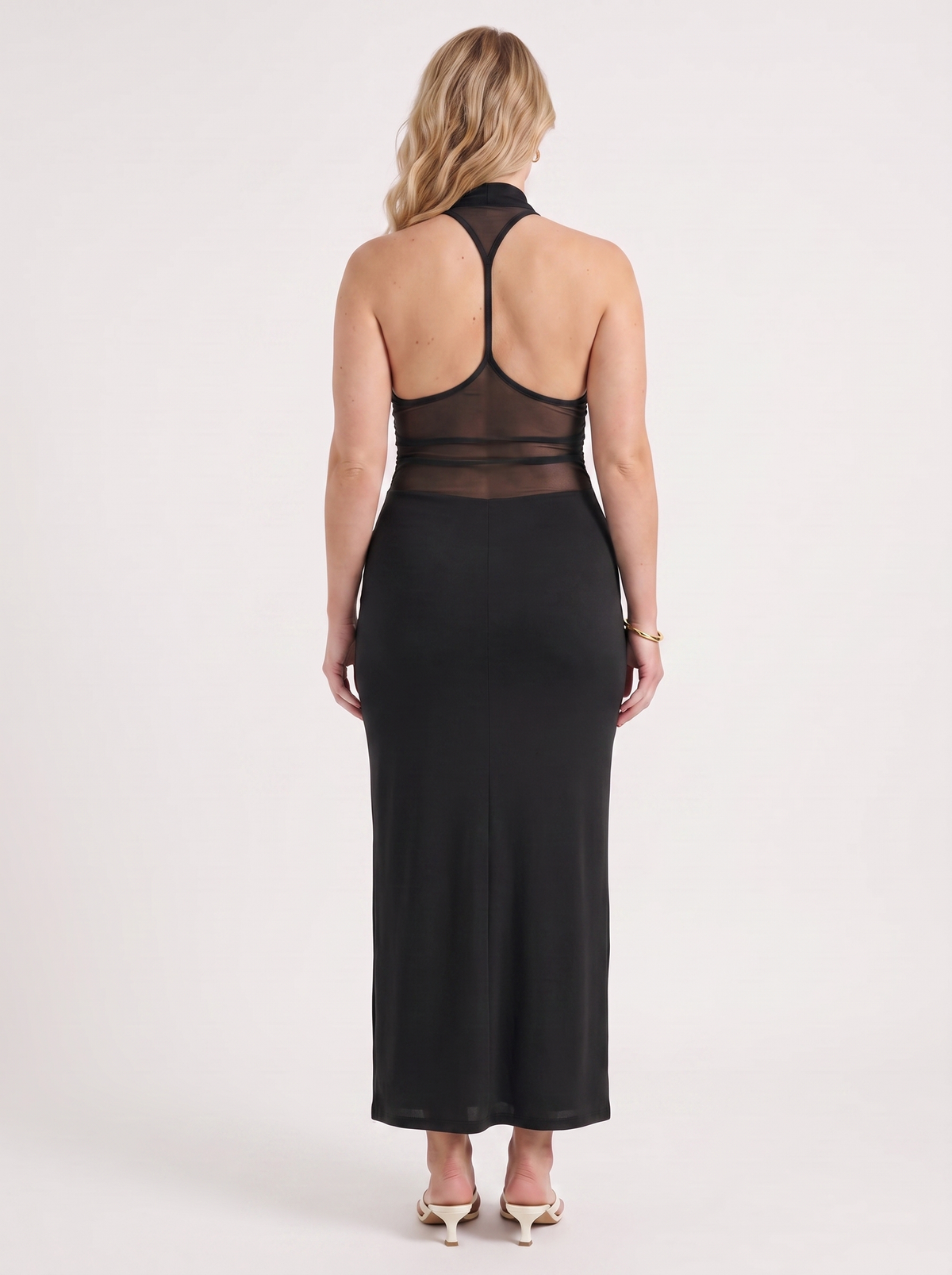 Lorena Cowl Halter Neck Ruched Maxi Dress