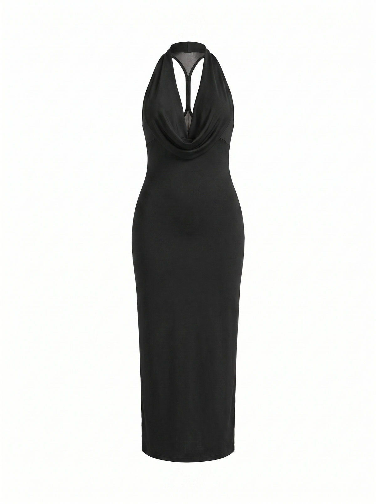 Lorena Cowl Halter Neck Ruched Maxi Dress