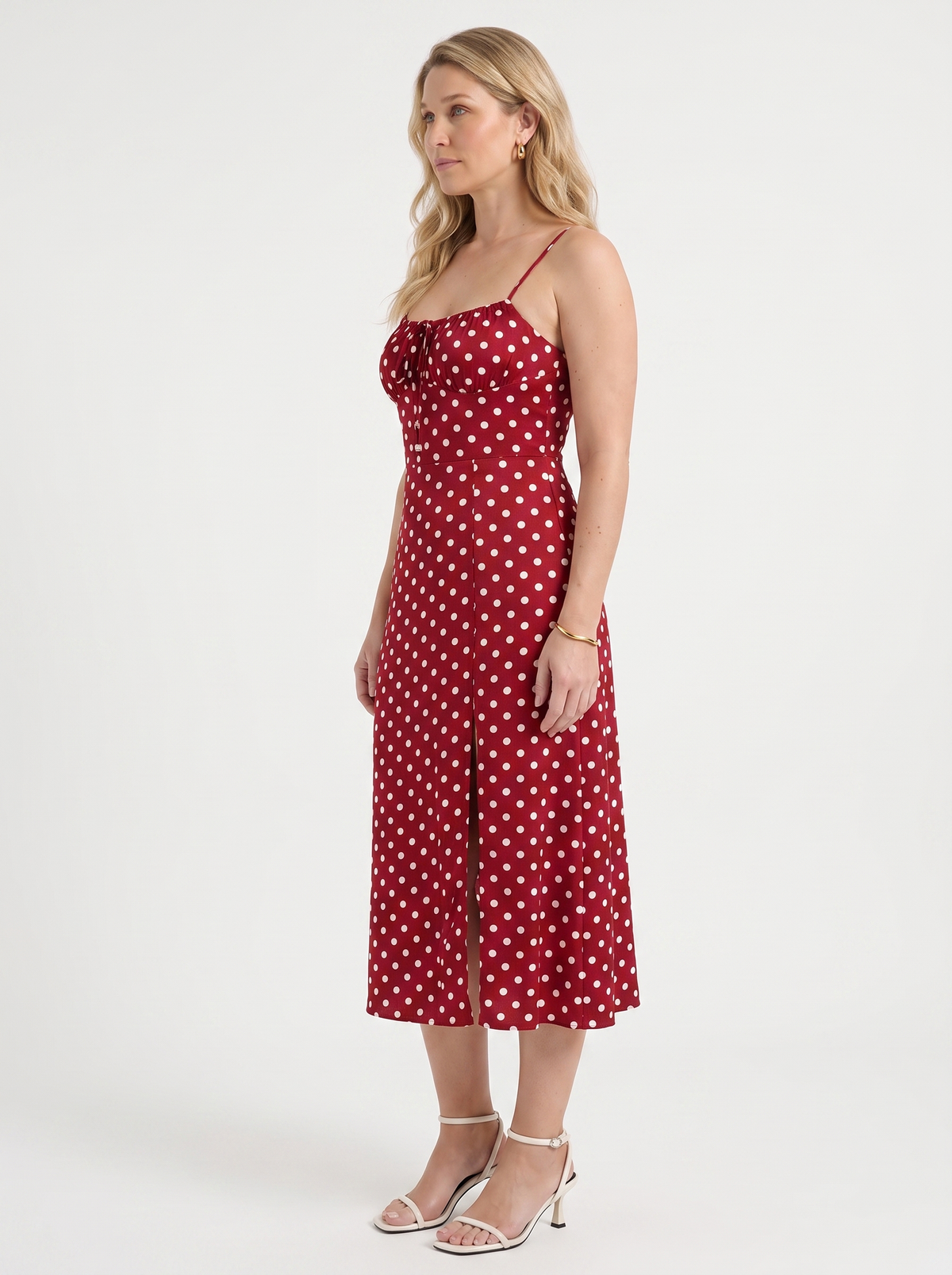 Issa Polka Dot Midi Dress with Slit