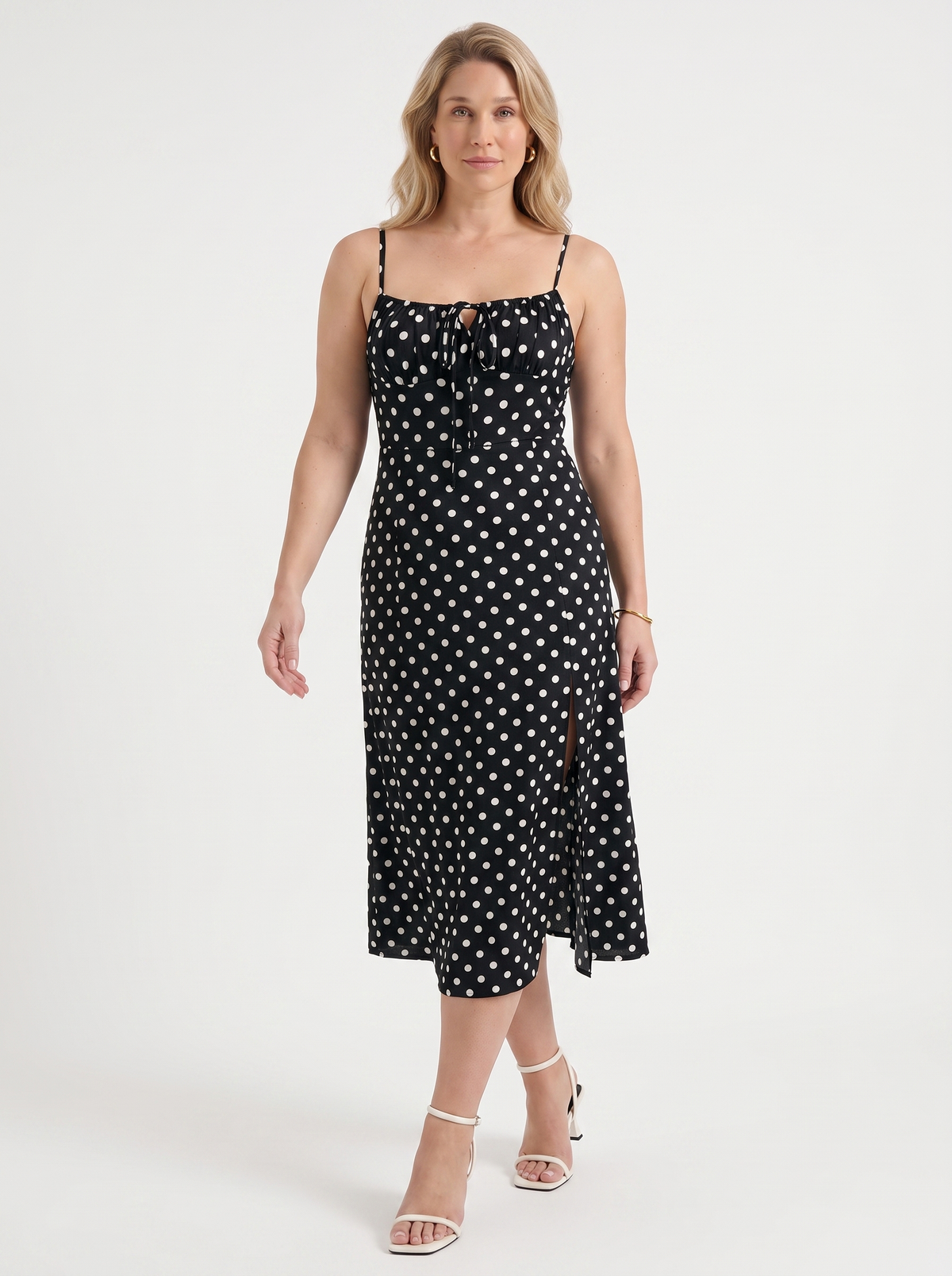 Issa Polka Dot Midi Dress with Slit