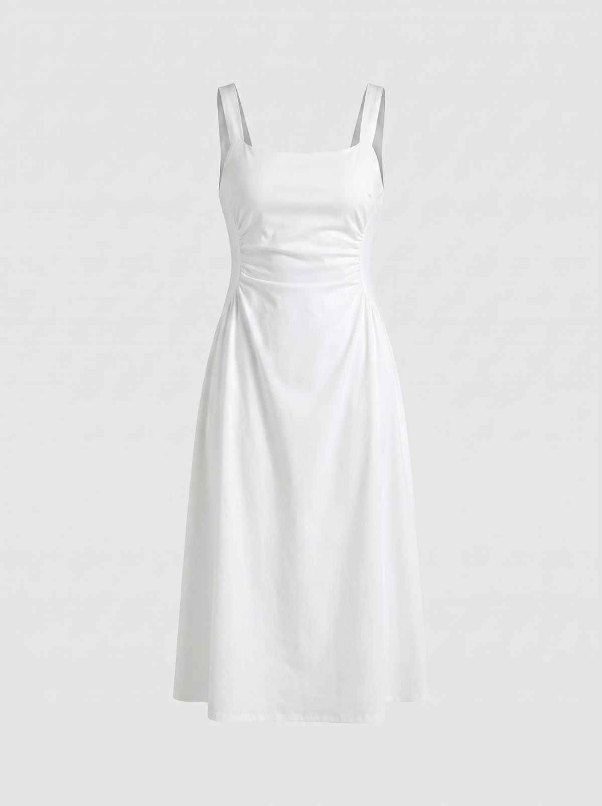 Calista Square Neck Ruched Waist Midi Dress