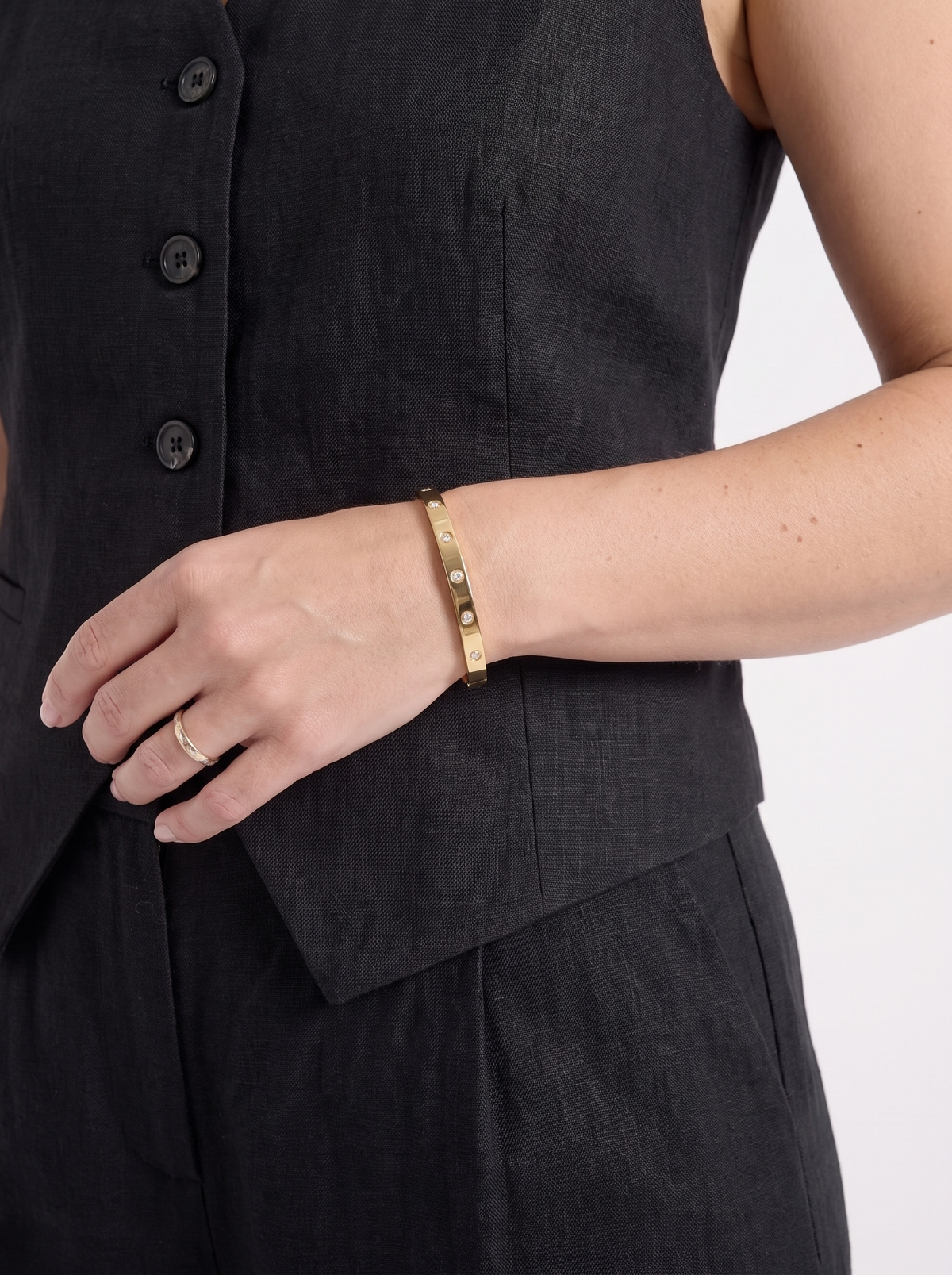 Cherish Button Vest and Pleated Wide Leg Pants Set