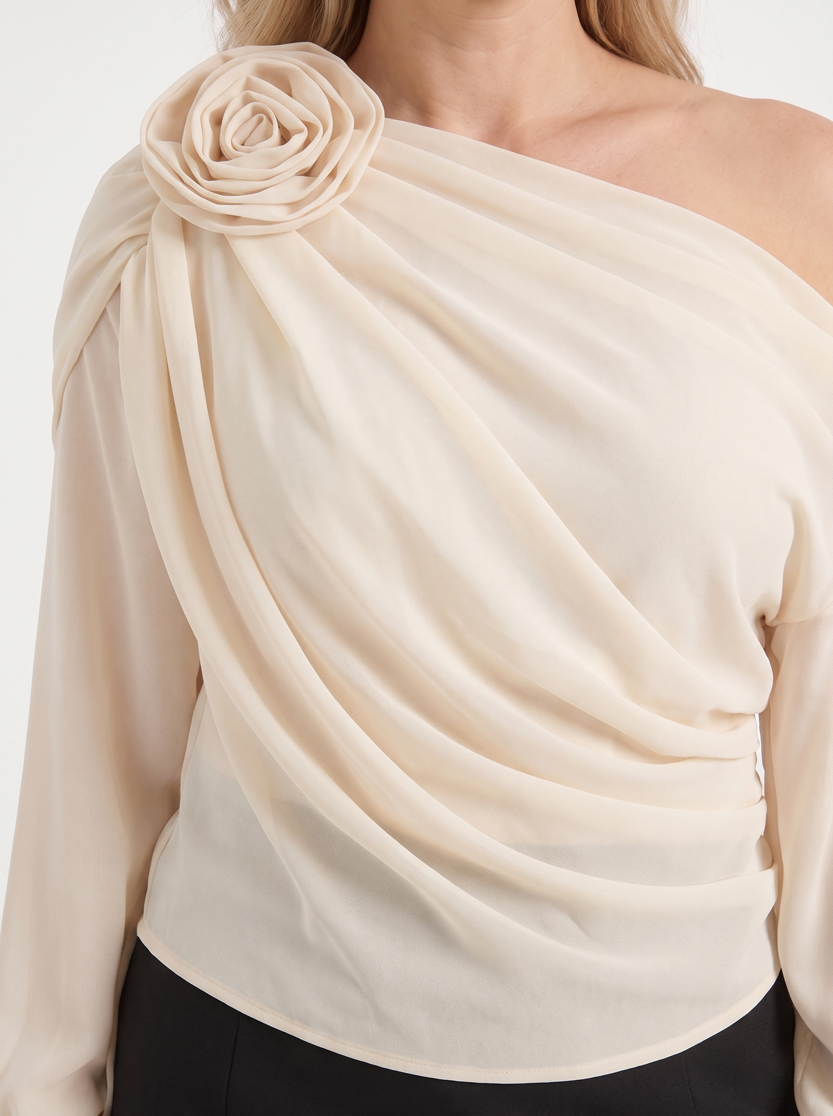 Delia Flower Detail One Shoulder Top