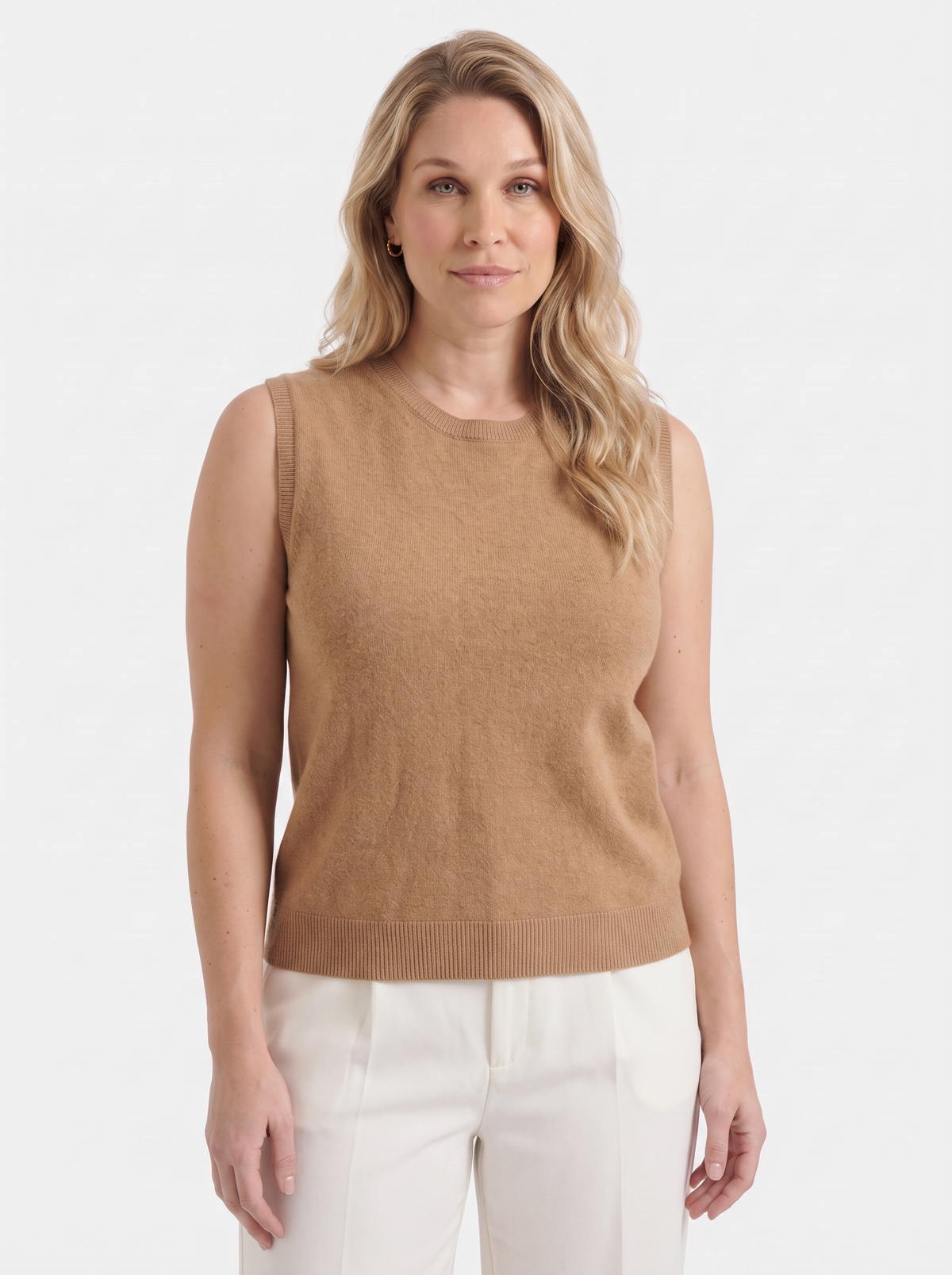 Iona Ribbed Trim Sleeveless Knit Vest