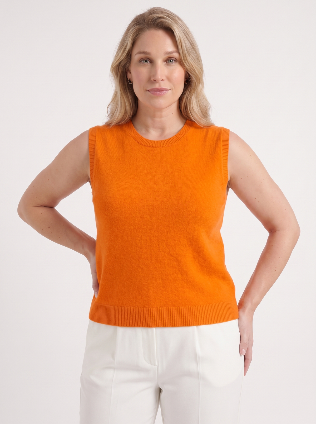 Iona Ribbed Trim Sleeveless Knit Vest