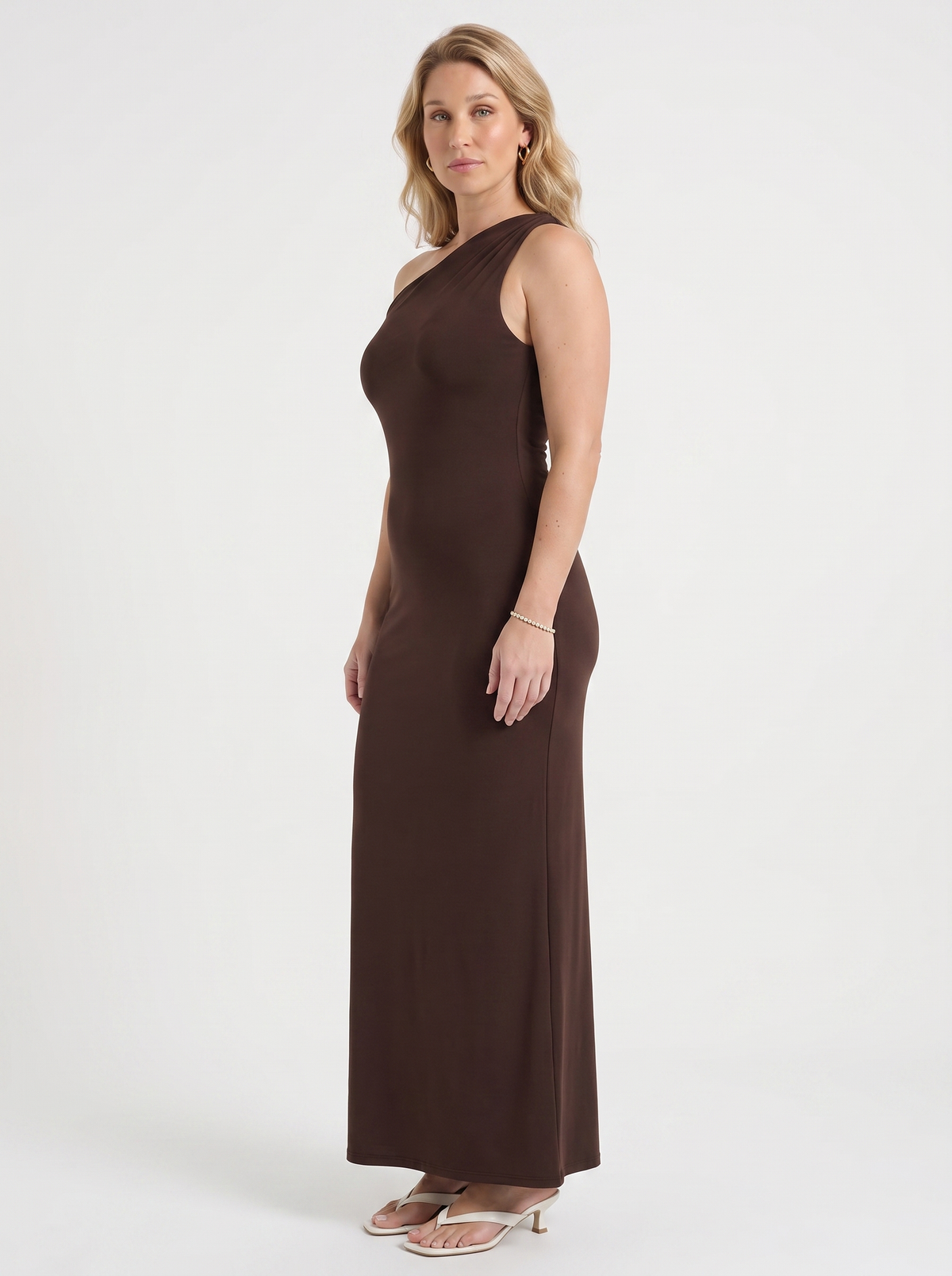 Enid One Shoulder Ruched Maxi Dress
