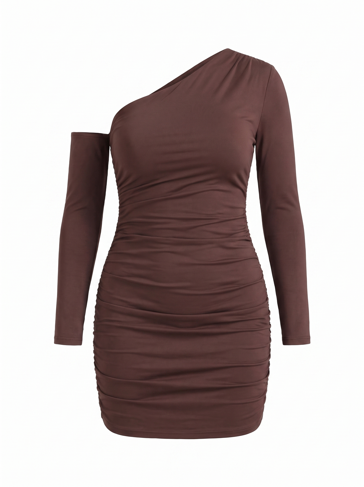 Elle Off Shoulder Ribbed Ruched Mini Dress