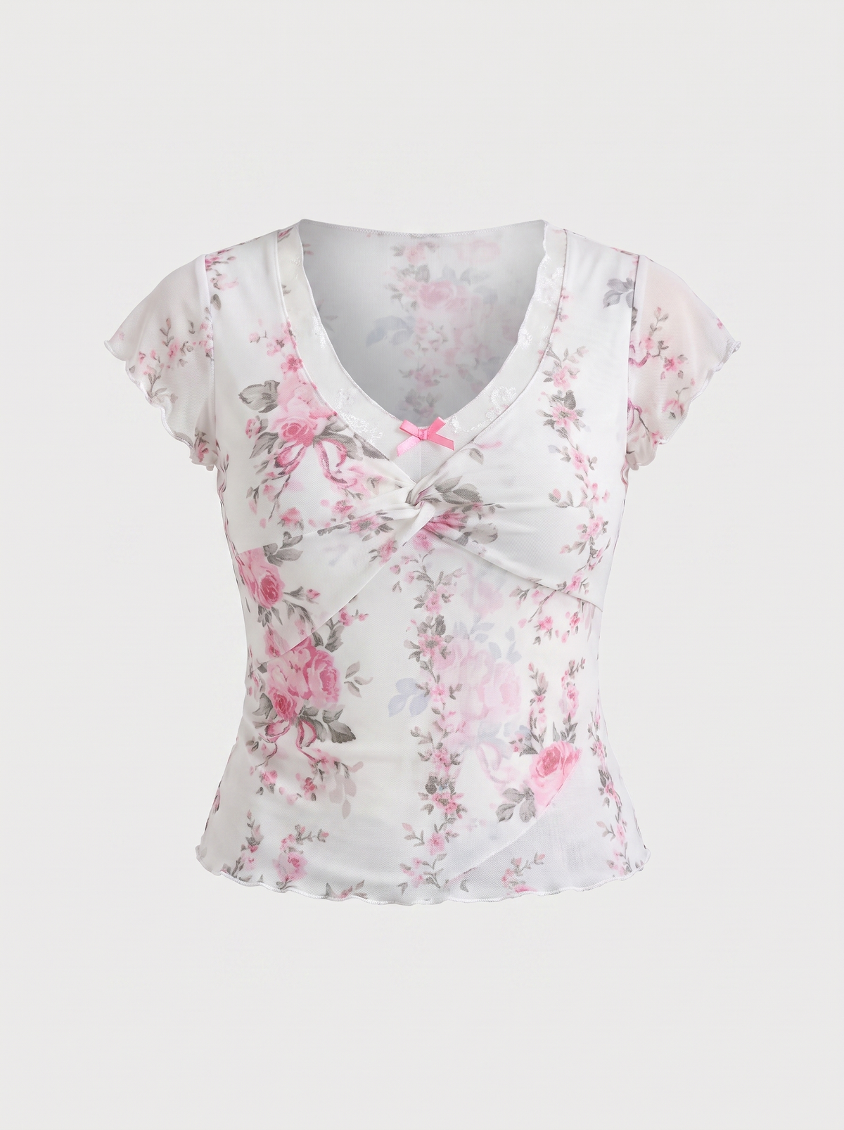 Flora Floral Corset Style Ruffle Hem Top
