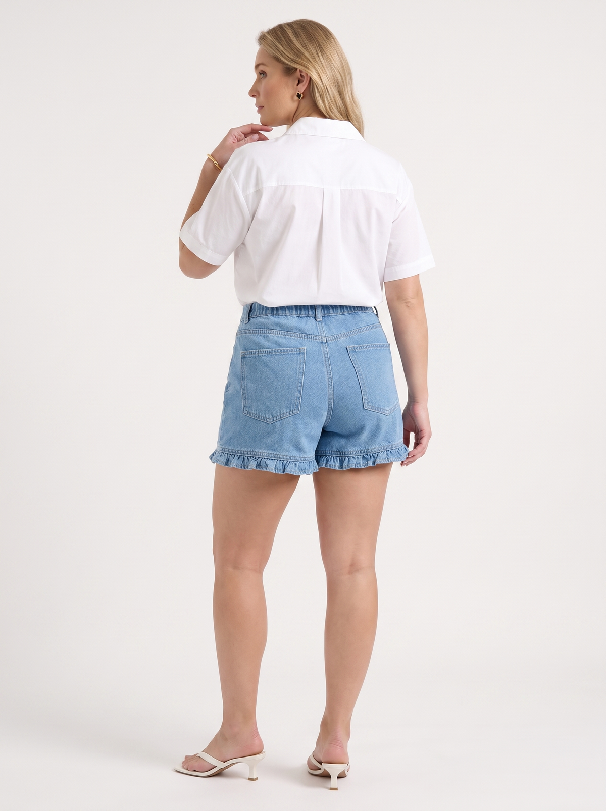 Angelie Lapel Collar Short Sleeve Blouse