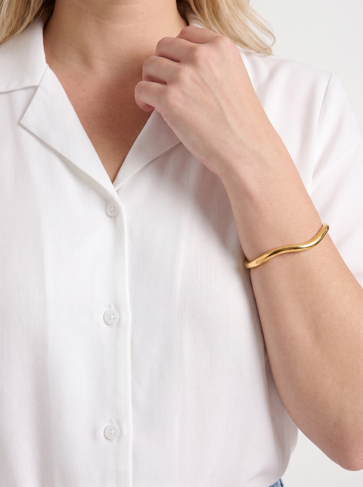 Angelie Lapel Collar Short Sleeve Blouse