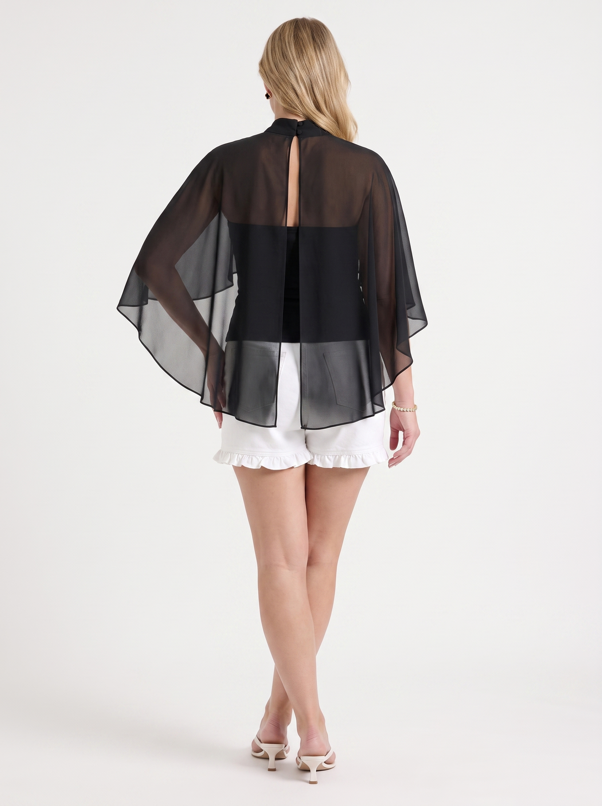 Alexa Sheer Cape Sleeve Top