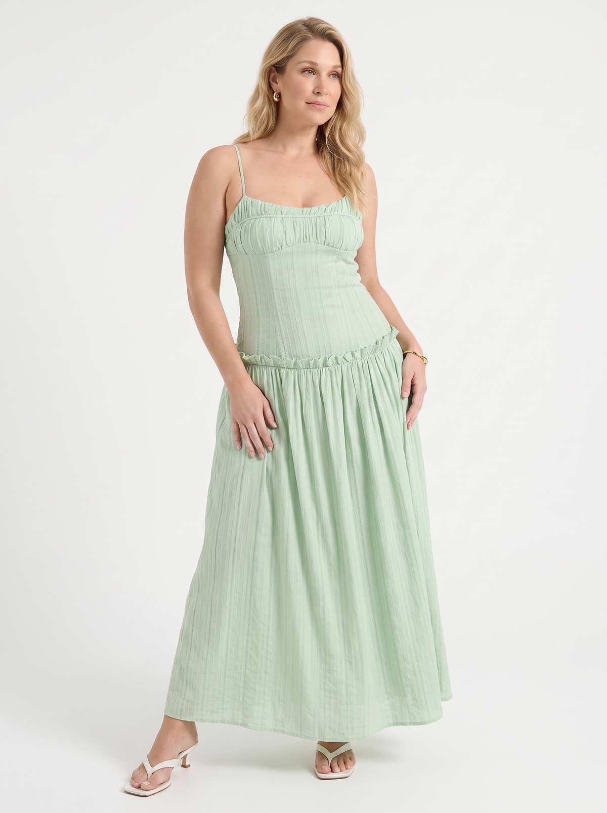 Elena Ruched Bodice Spaghetti Strap Maxi Dress