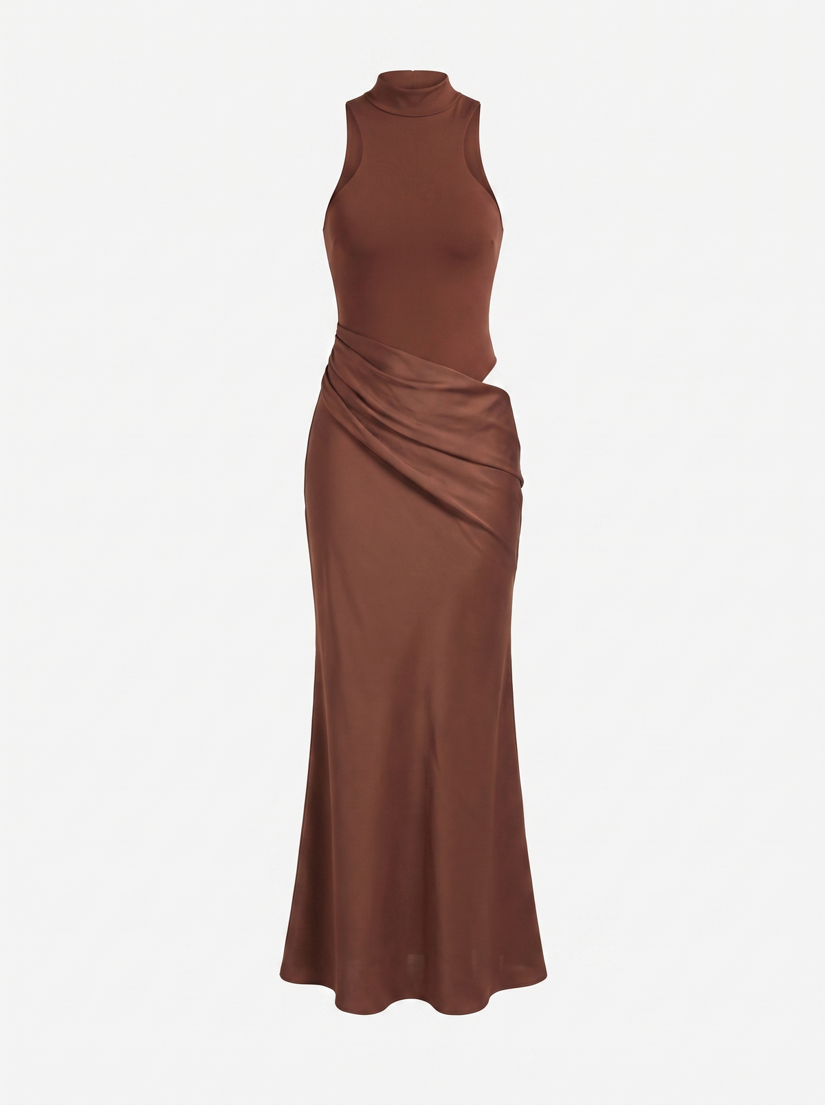 Hester Mock Neck Fitted Maxi Dress
