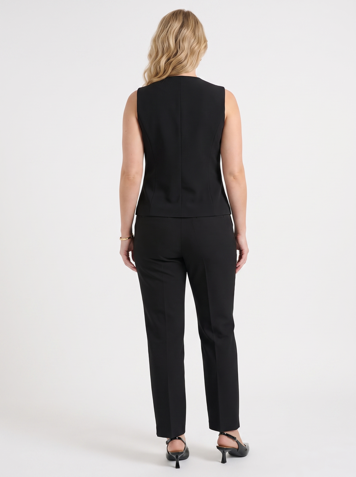 Cora V Neck Button Front Vest with Pockets