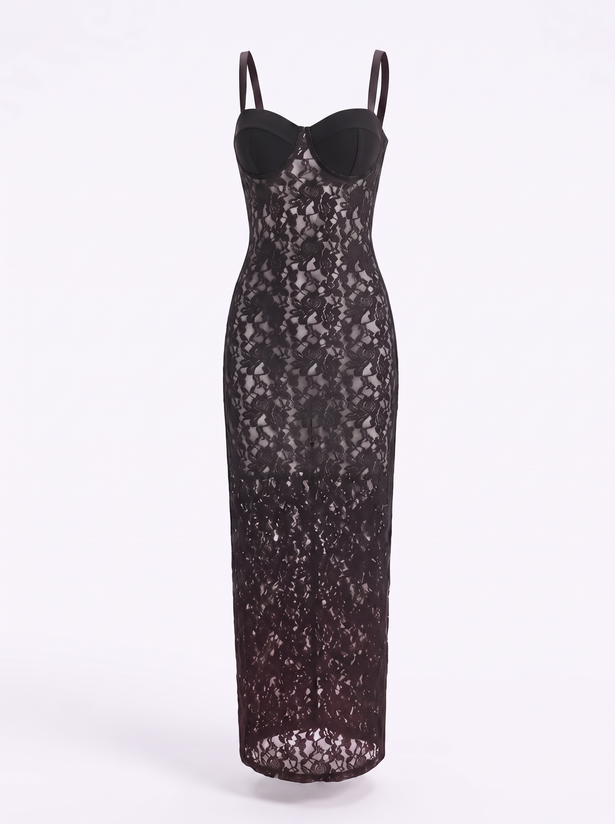 Fauna Corset Style Sheer Lace Hem Maxi Dress