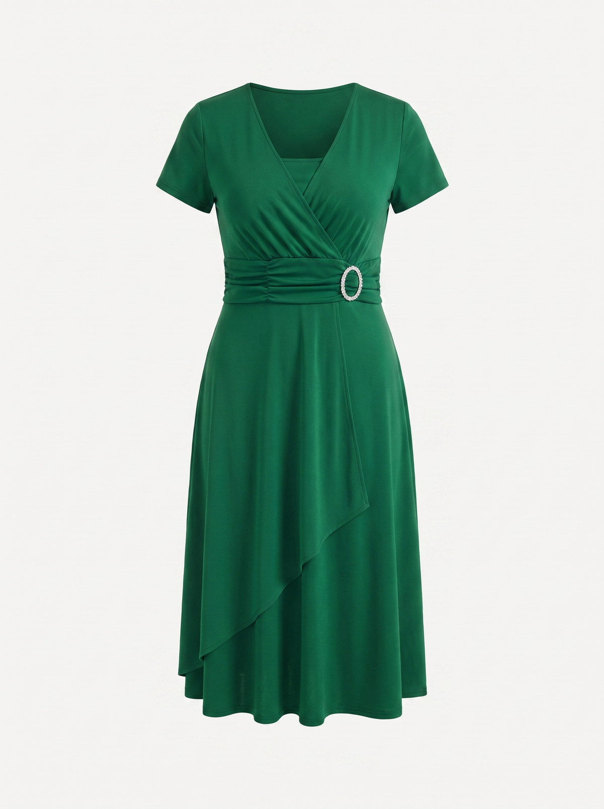 Arden Buckle Wrap Jersey Midi Dress