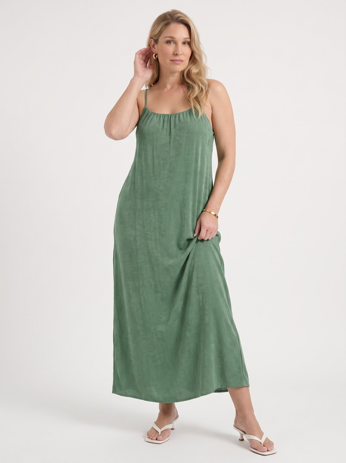 Darcy Ruched Neck Loose Maxi Dress