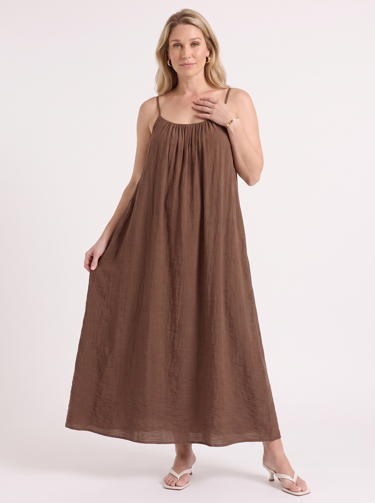 Darcy Ruched Neck Loose Maxi Dress