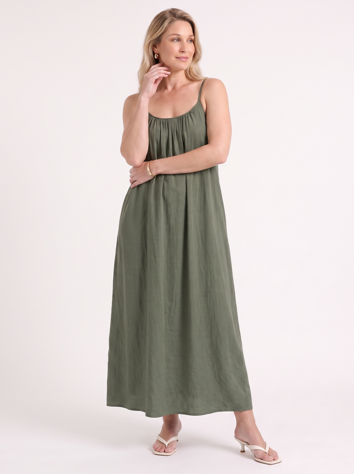Darcy Ruched Neck Loose Maxi Dress