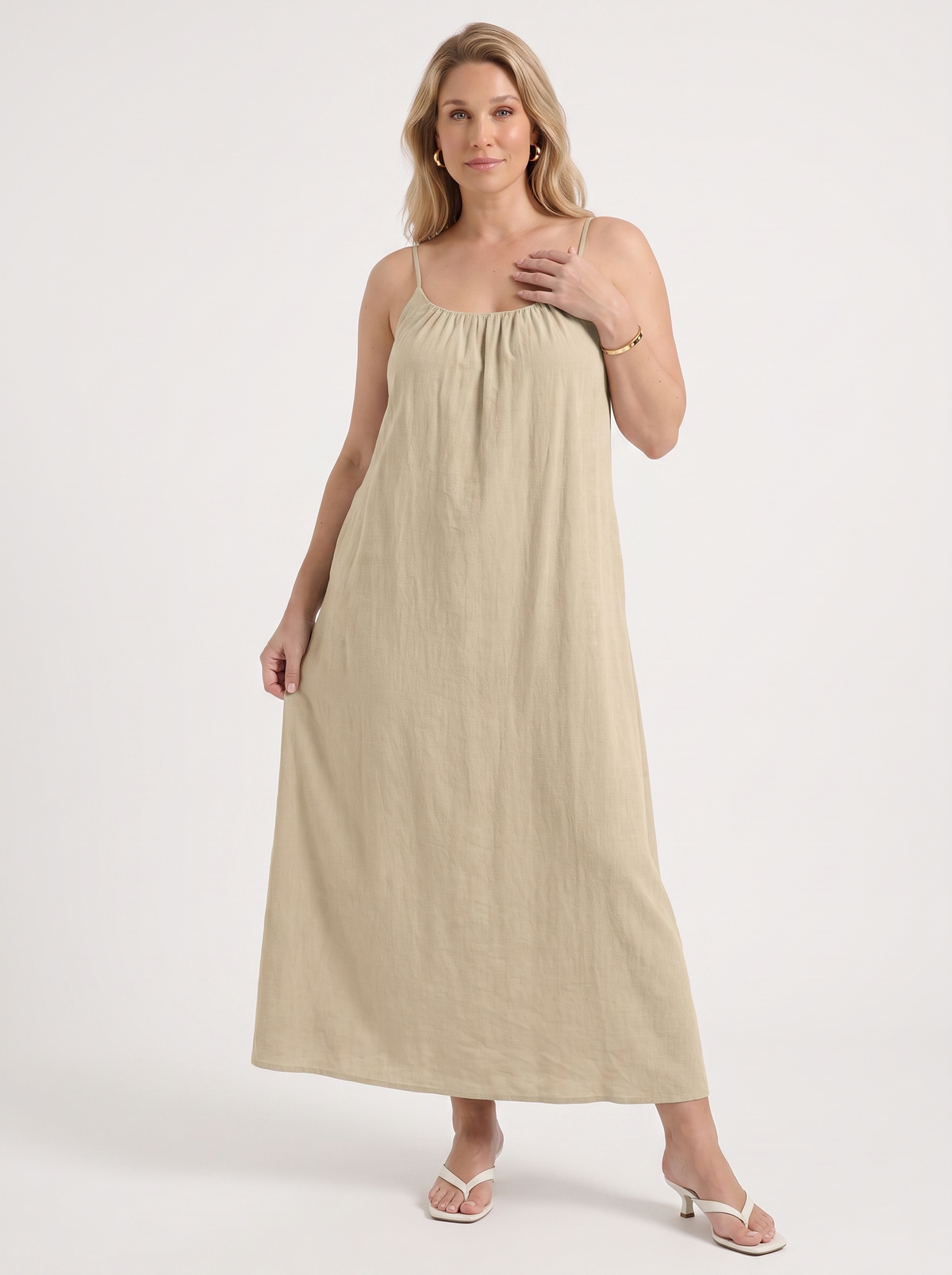 Darcy Ruched Neck Loose Maxi Dress