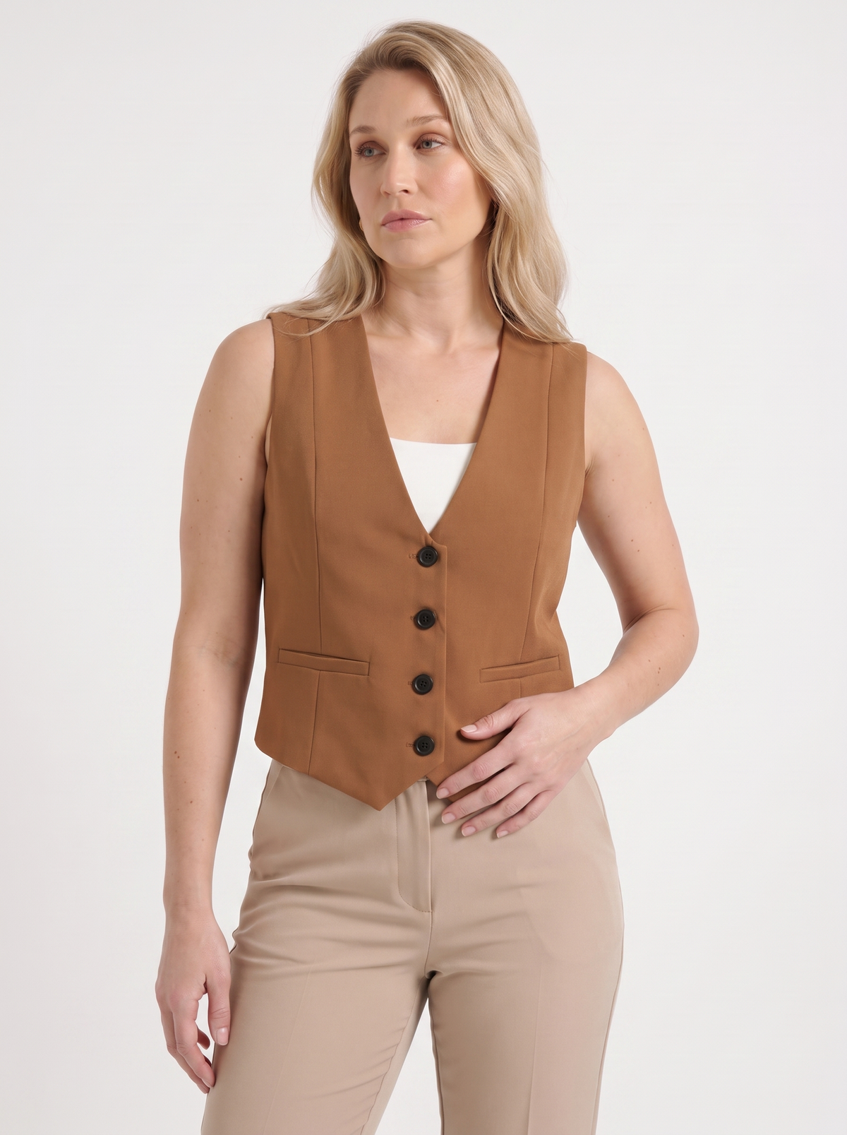 Harmonia Plaid Check V Neck Vest
