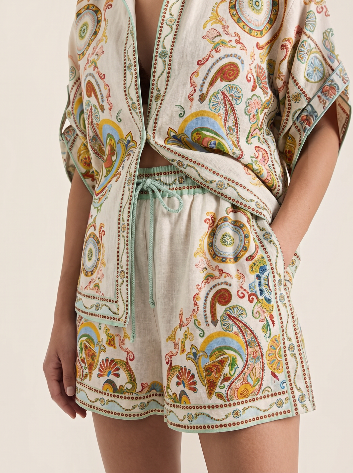 Brenda Paisley Oversized Shirt and Shorts Set