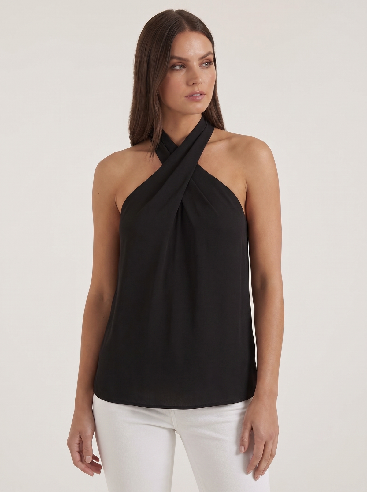 Gina Cross Halter Neck Fitted Top
