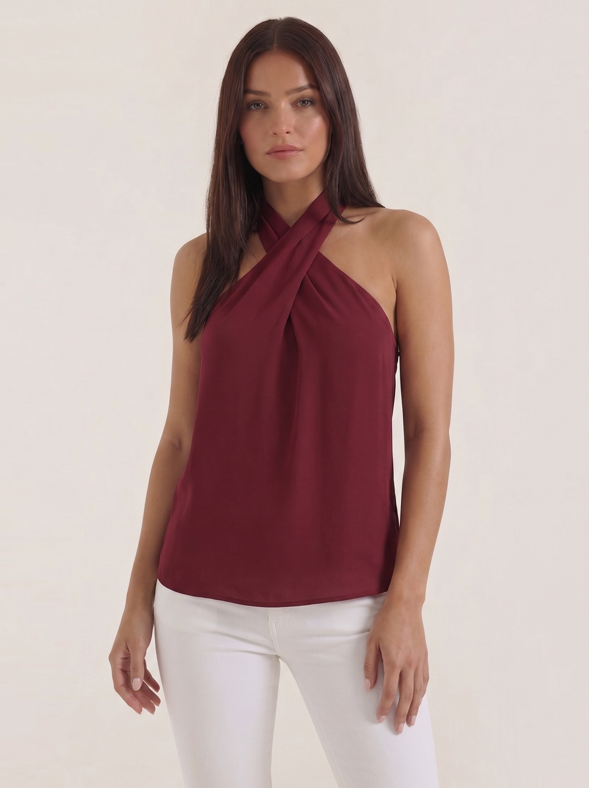 Gina Cross Halter Neck Fitted Top