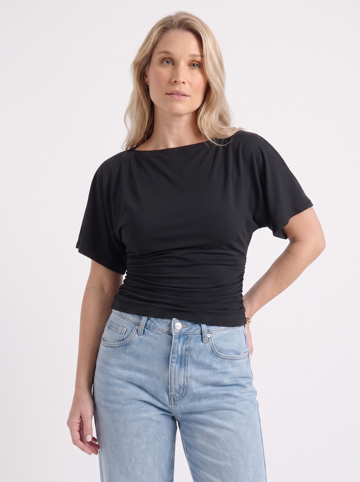 Deena Boat Neck Short Sleeve Top