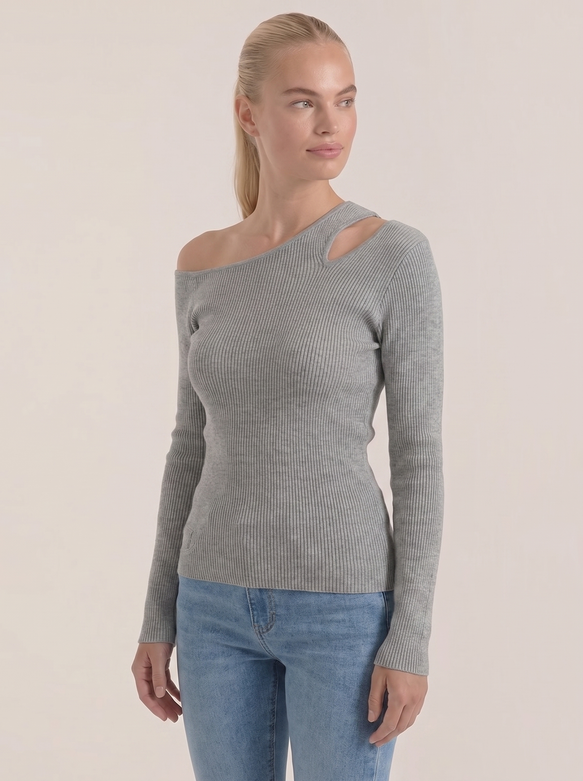 Jessie Asymmetric Cut Out Ribbed Top