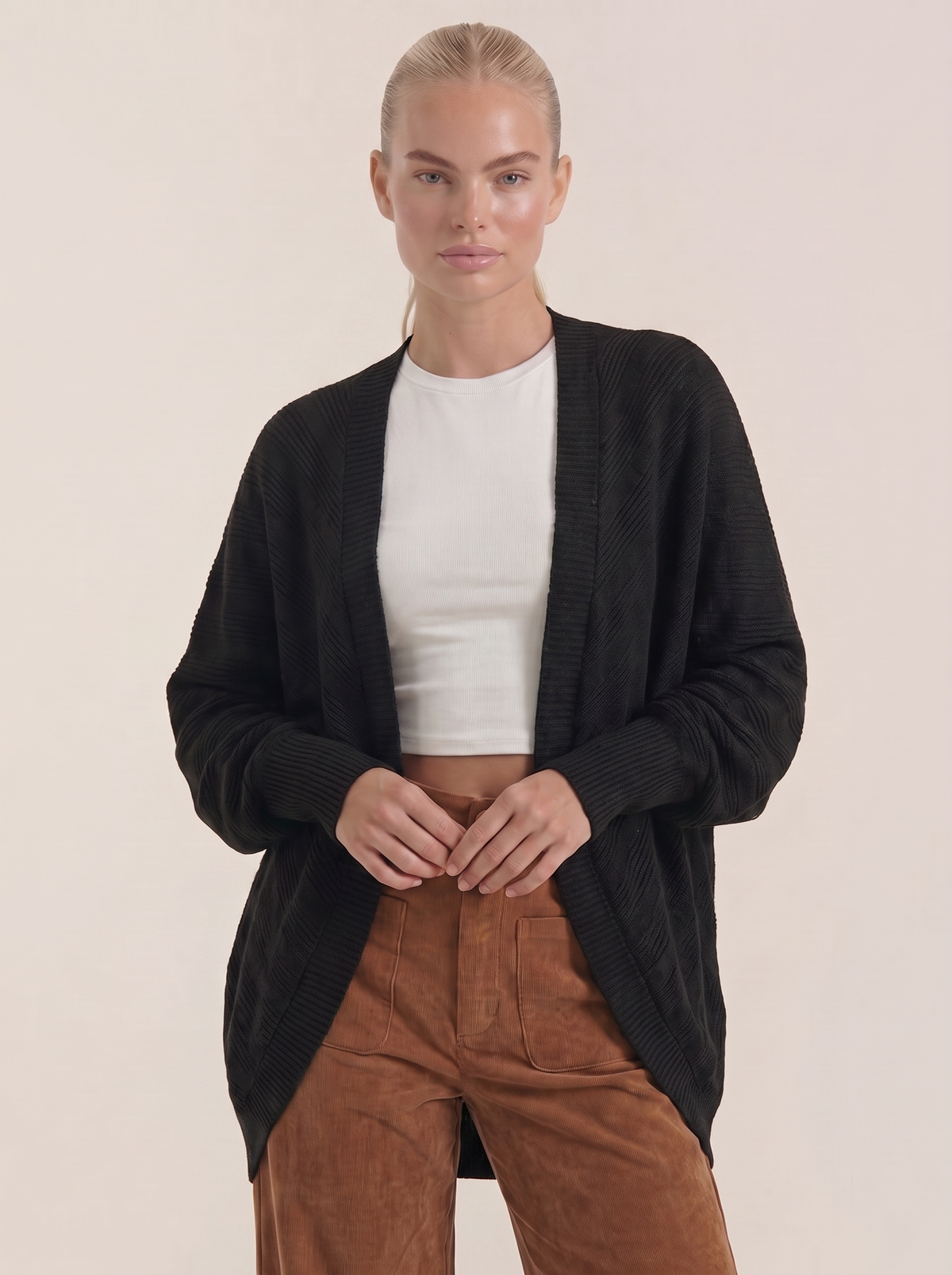 Cassandra Oversized Batwing Open Cardigan