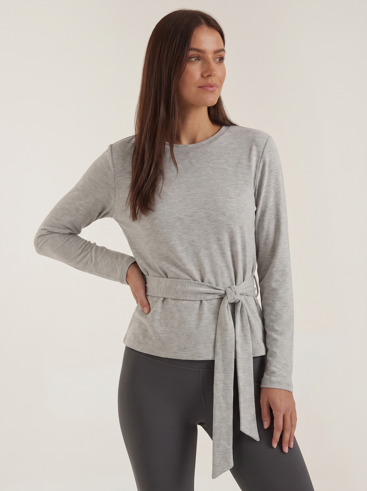 Holly Long Sleeve Top with Tie Belt