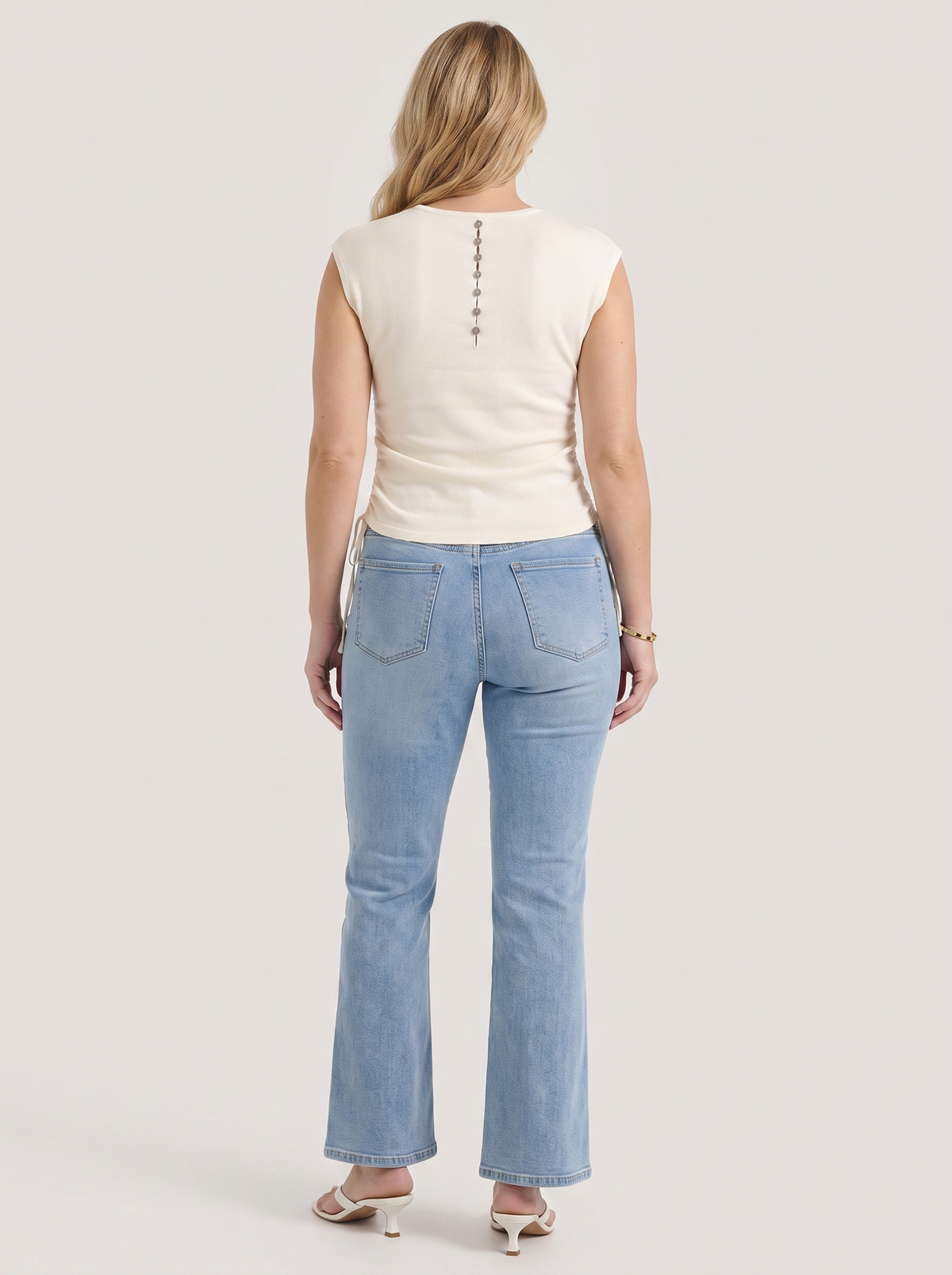 Kim Ribbed V Neck Cap Sleeve Top