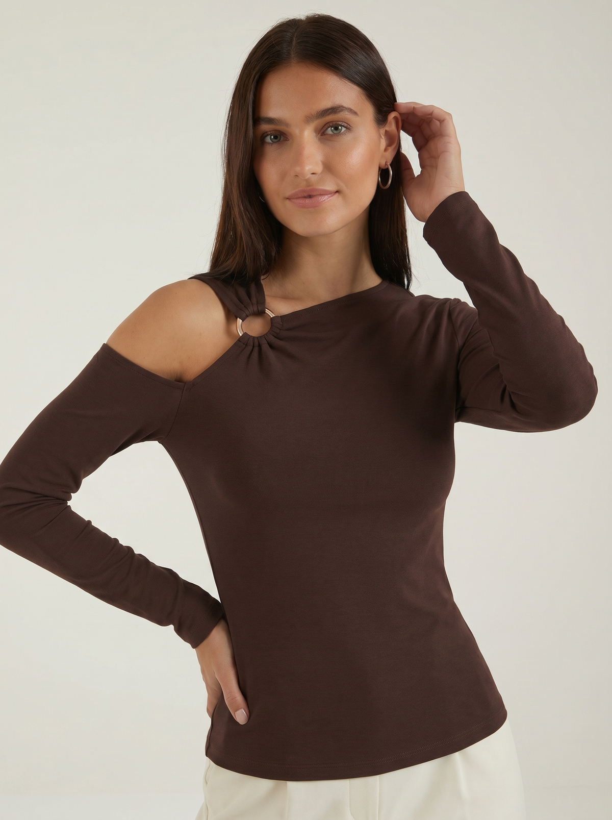 Joann Asymmetric Cut Out Long Sleeve Top
