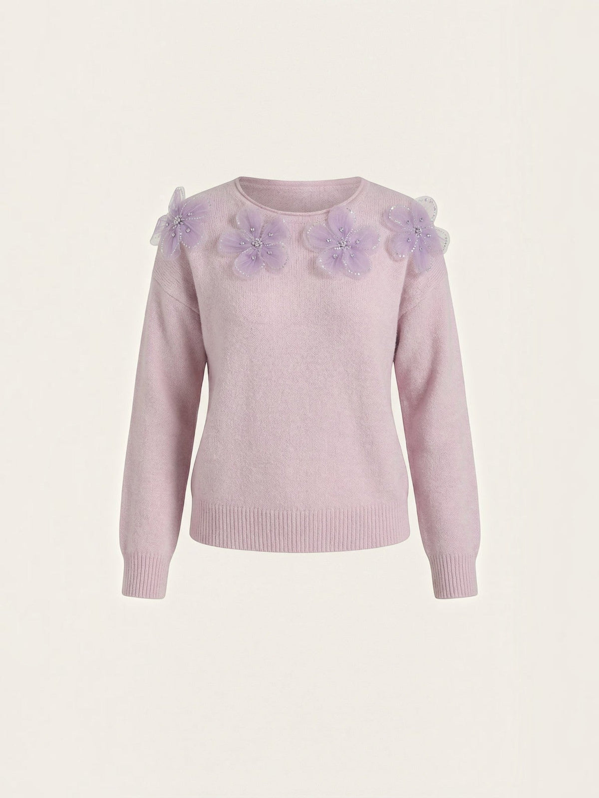 Alexandra Floral Applique Crew Neck Sweater